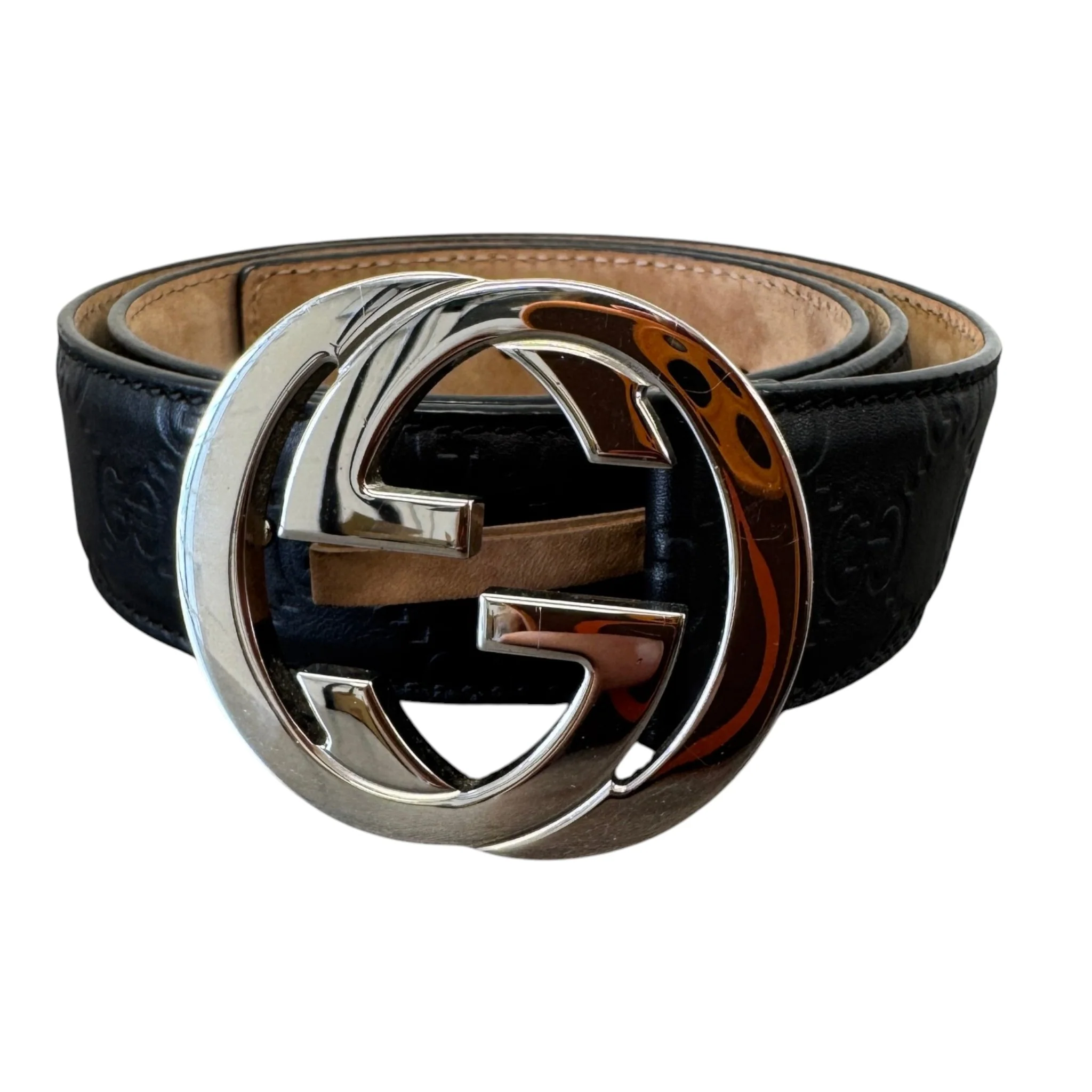 Women's Interlocking G Belt Black Size Waist 34"