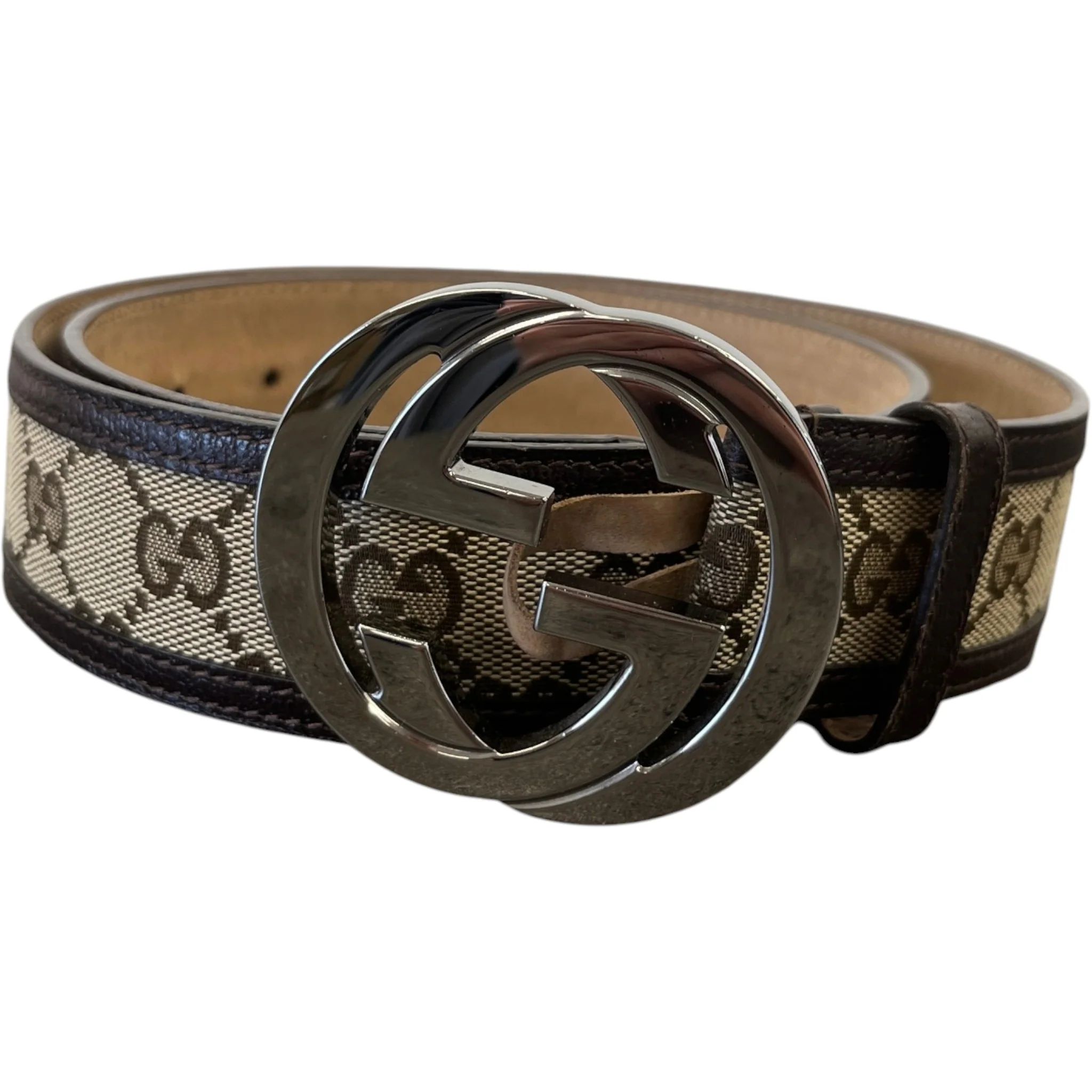 Women's Interlocking G Belt Brown Size 85CM / UK 10