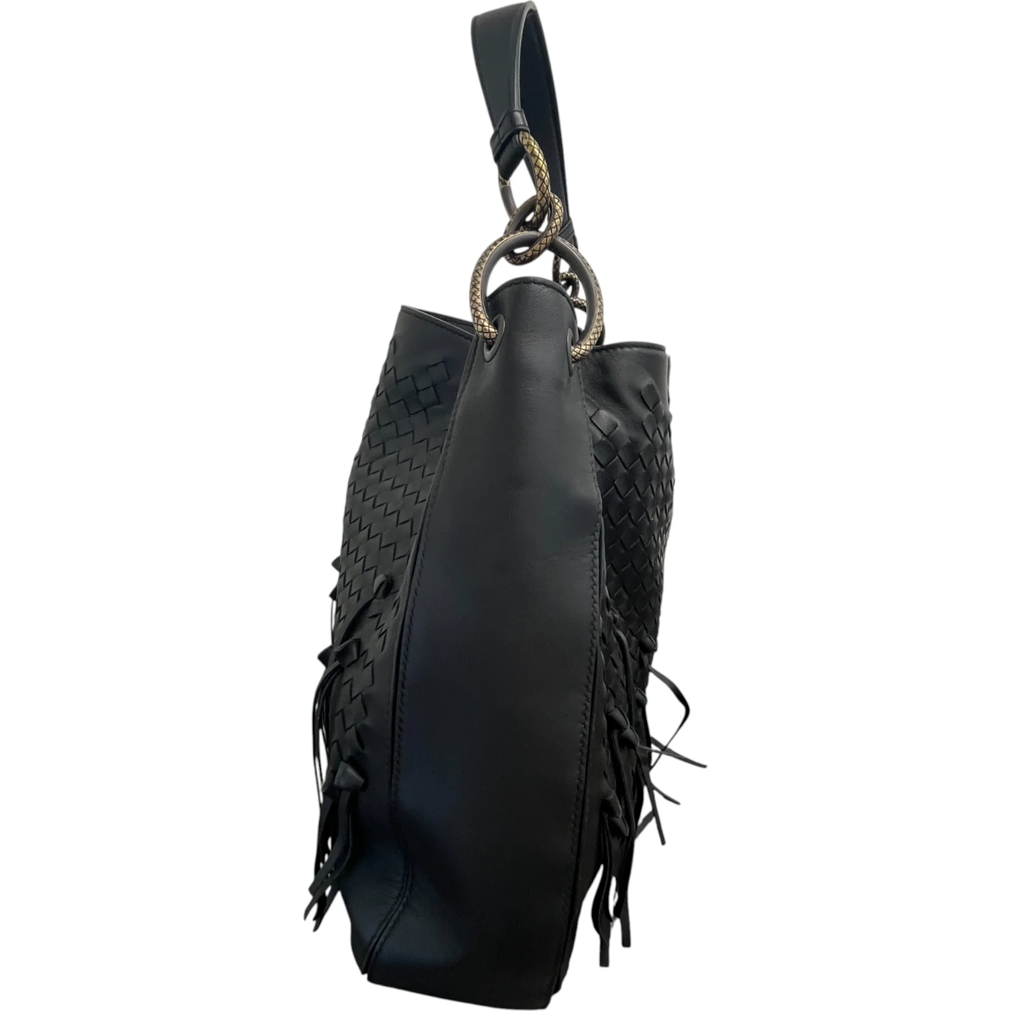 Women's Intrecciato Brio Loop Bag Black - Image 7