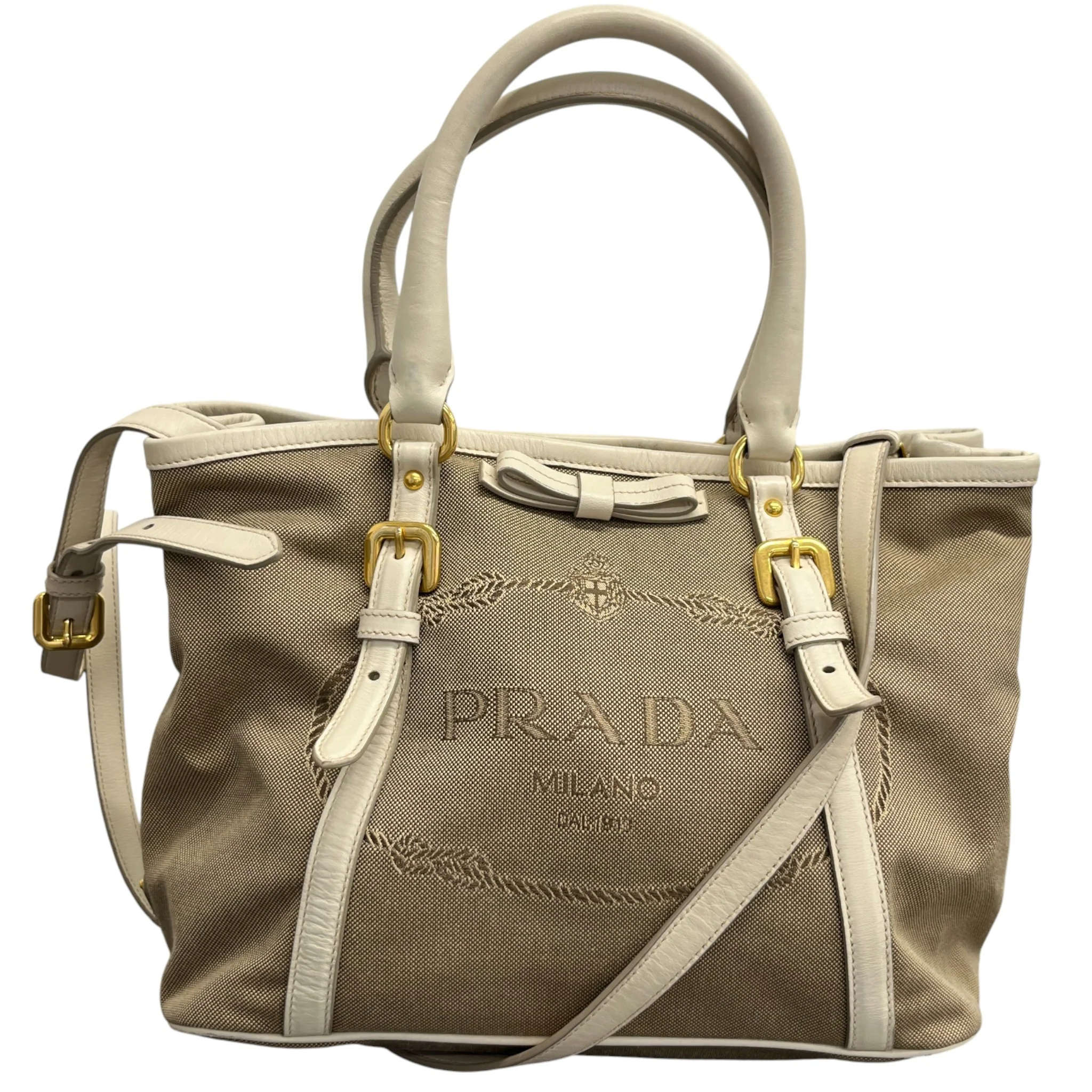 Women's Jacquard Logo Tote Bag Beige