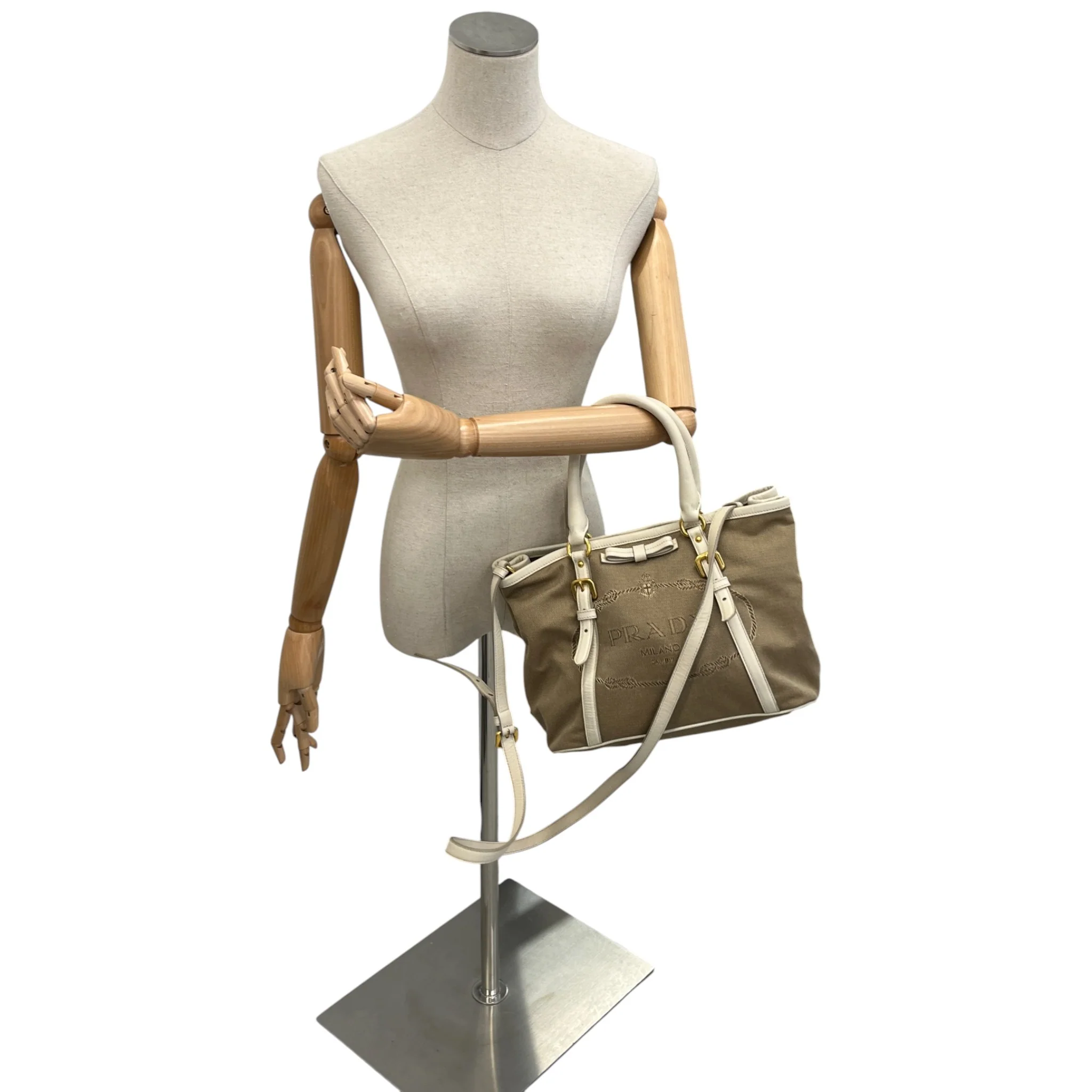 Women's Jacquard Logo Tote Bag Beige - Image 2
