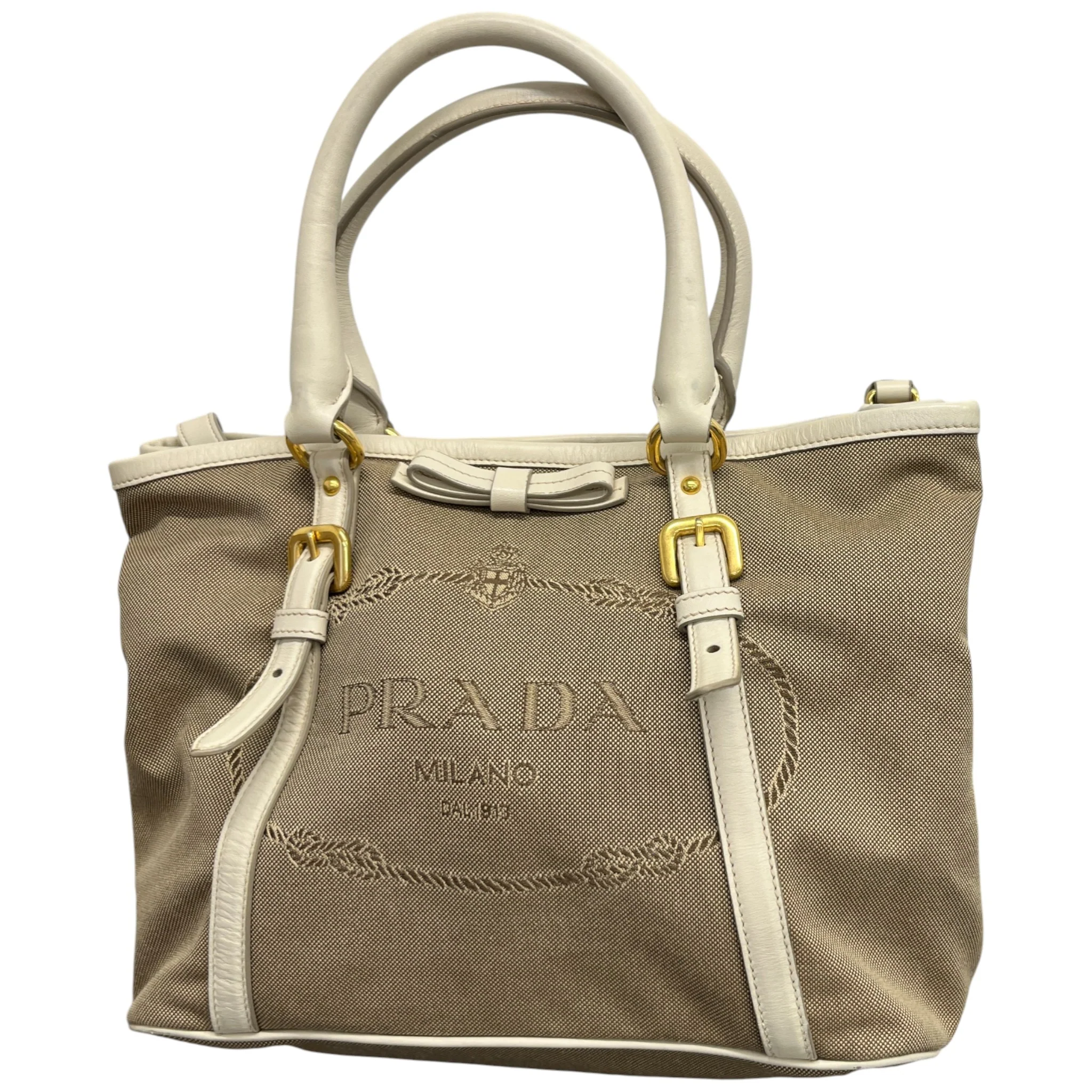 Women's Jacquard Logo Tote Bag Beige - Image 4