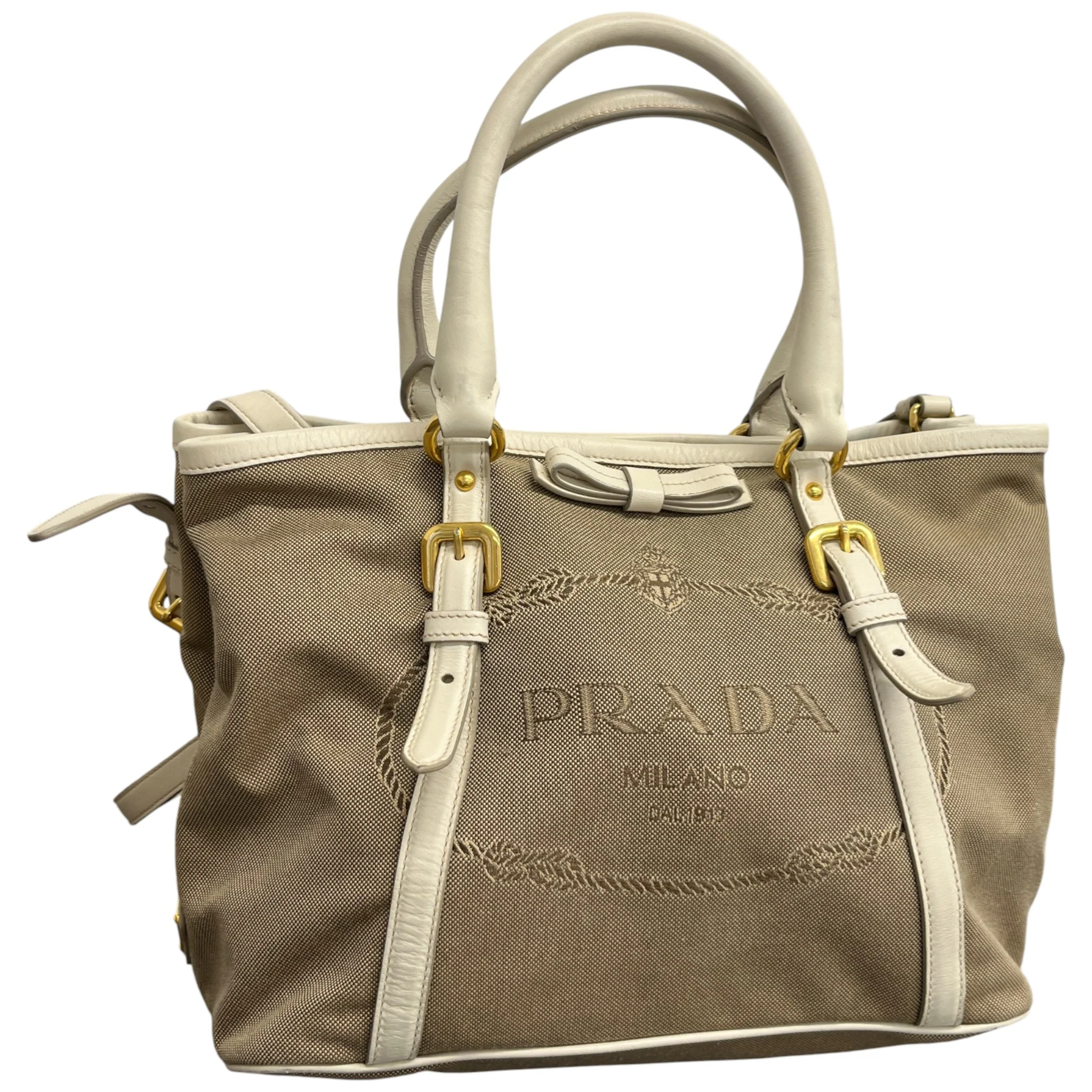 Women's Jacquard Logo Tote Bag Beige - Image 5