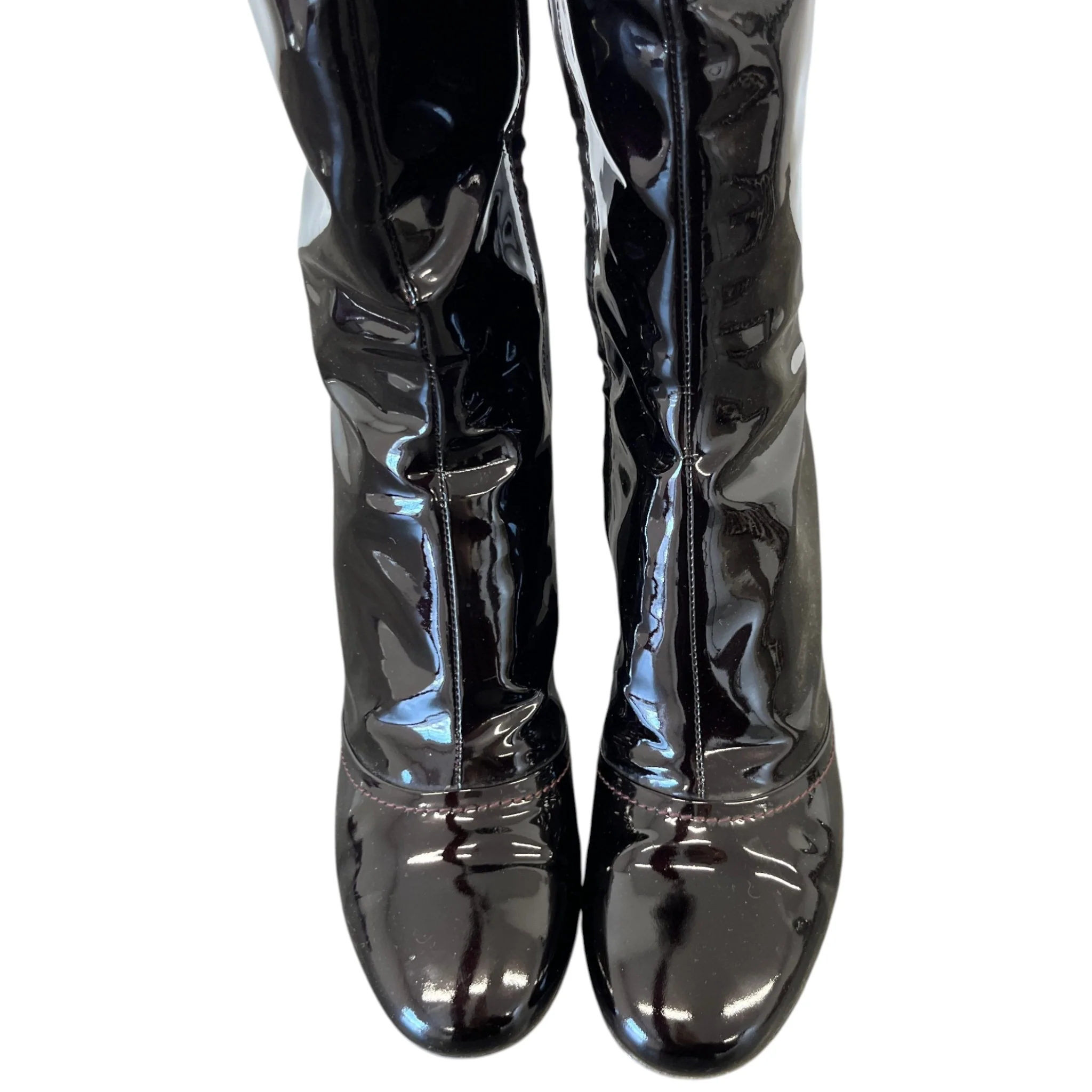 Women's Knee High Buckle Boots Burgundy Size EU 38 / UK 5 - Image 6
