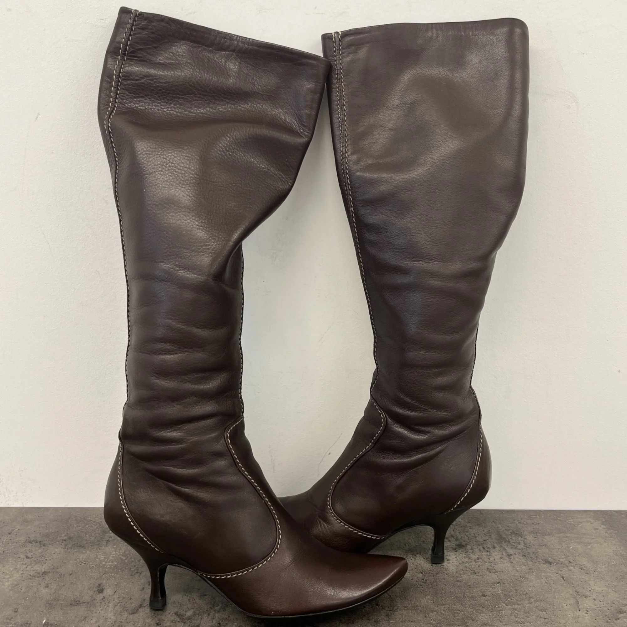 Women's Knee High Leather Boots Brown Size EU 35 / UK 2 - Image 11