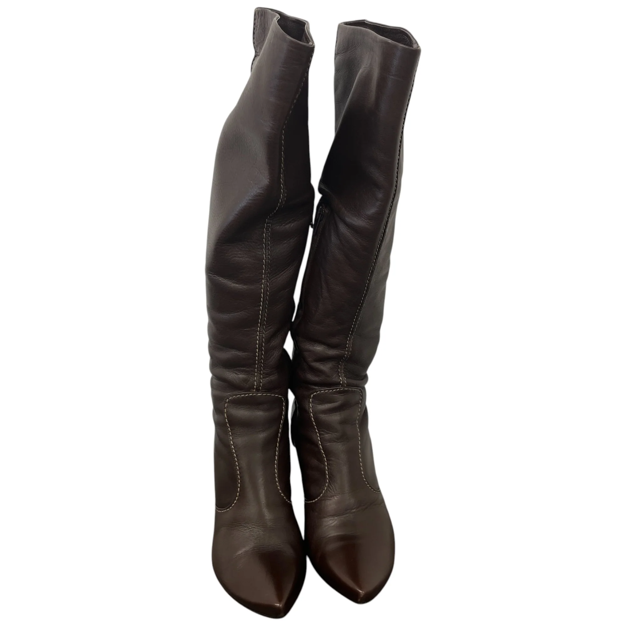 Women's Knee High Leather Boots Brown Size EU 35 / UK 2 - Image 6