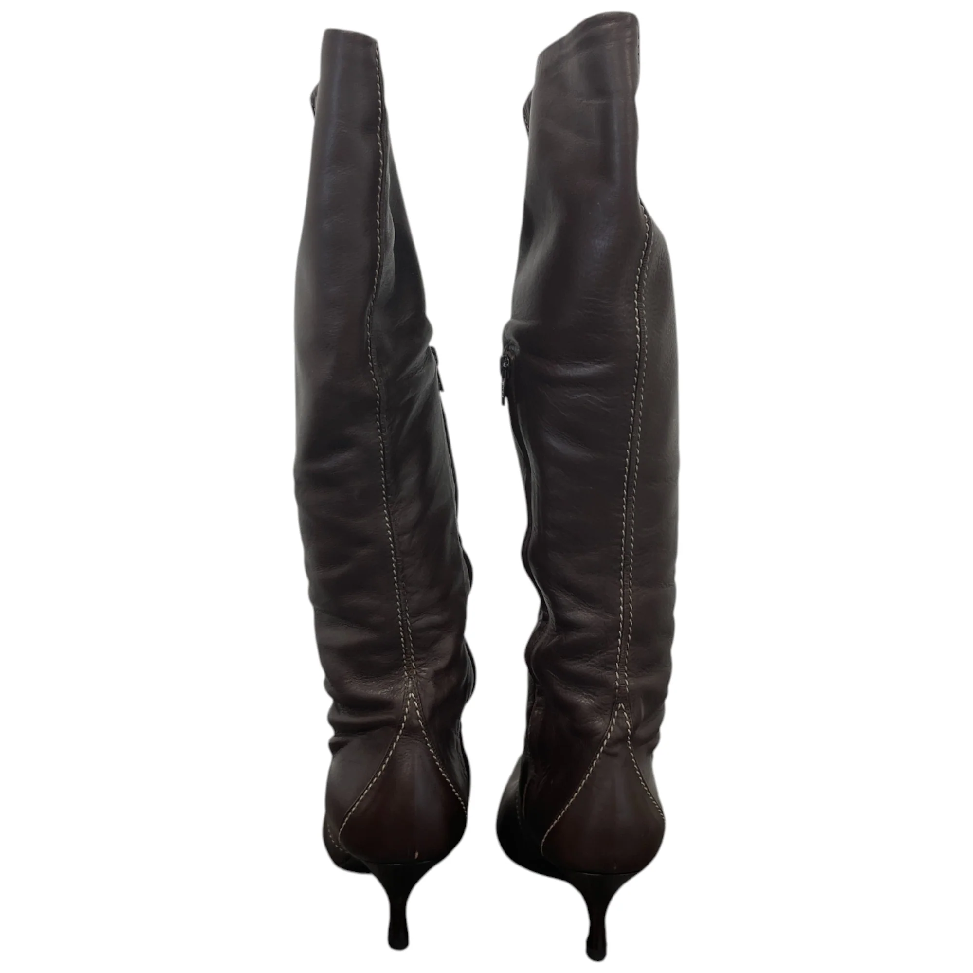 Women's Knee High Leather Boots Brown Size EU 35 / UK 2 - Image 7