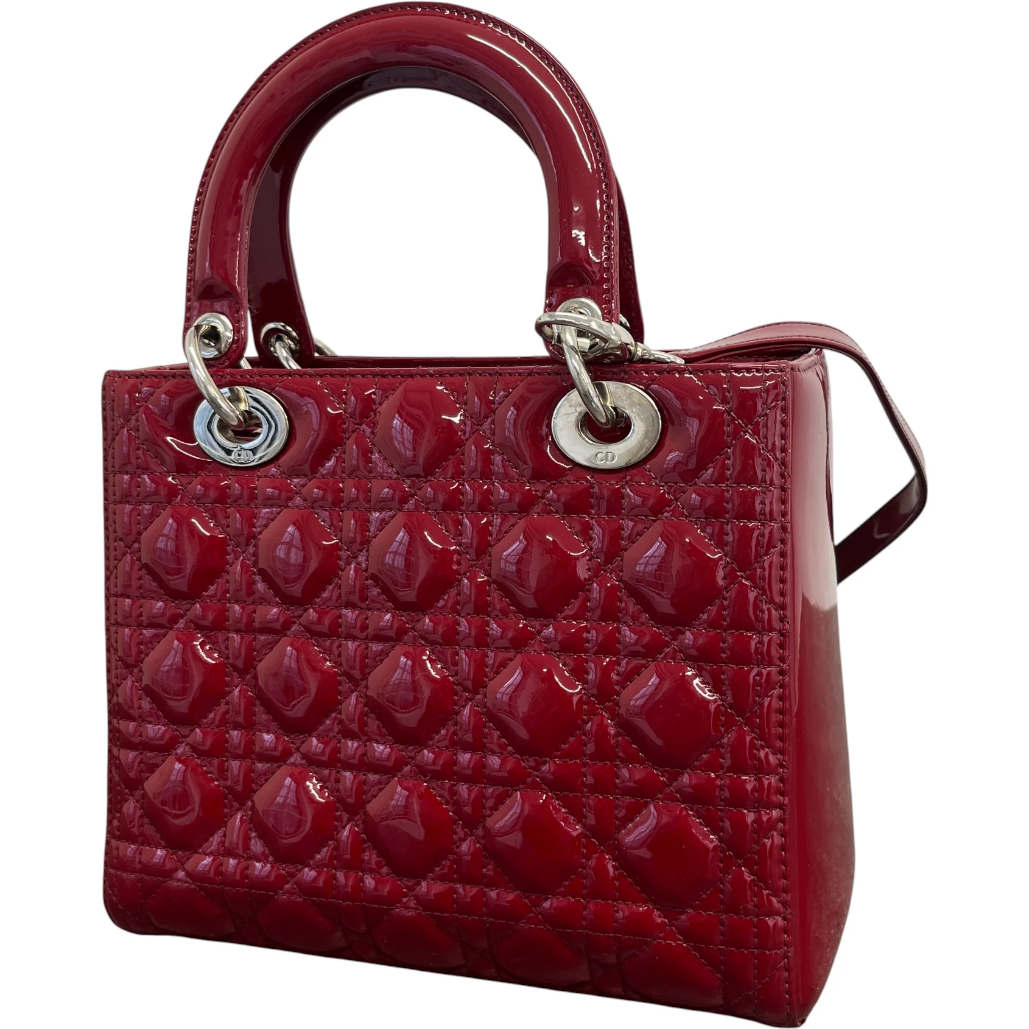 Women's Lady Dior Medium Bag Red - Image 9