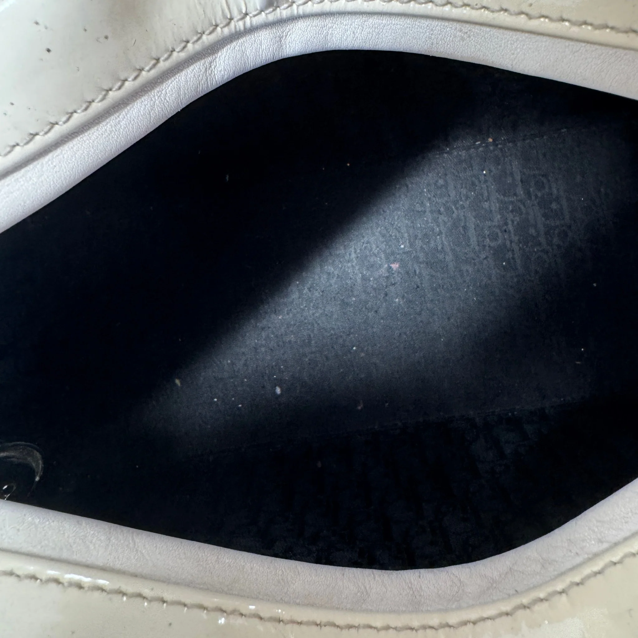 Women's Lady Dior Medium Patent Bag Cream - Image 11