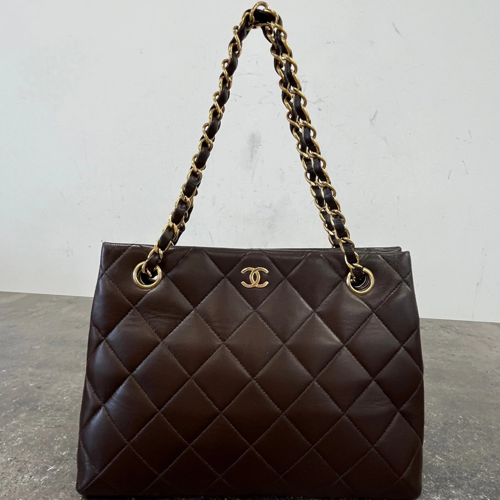 Women's Lambskin Cc Tote Bag Brown - Image 13