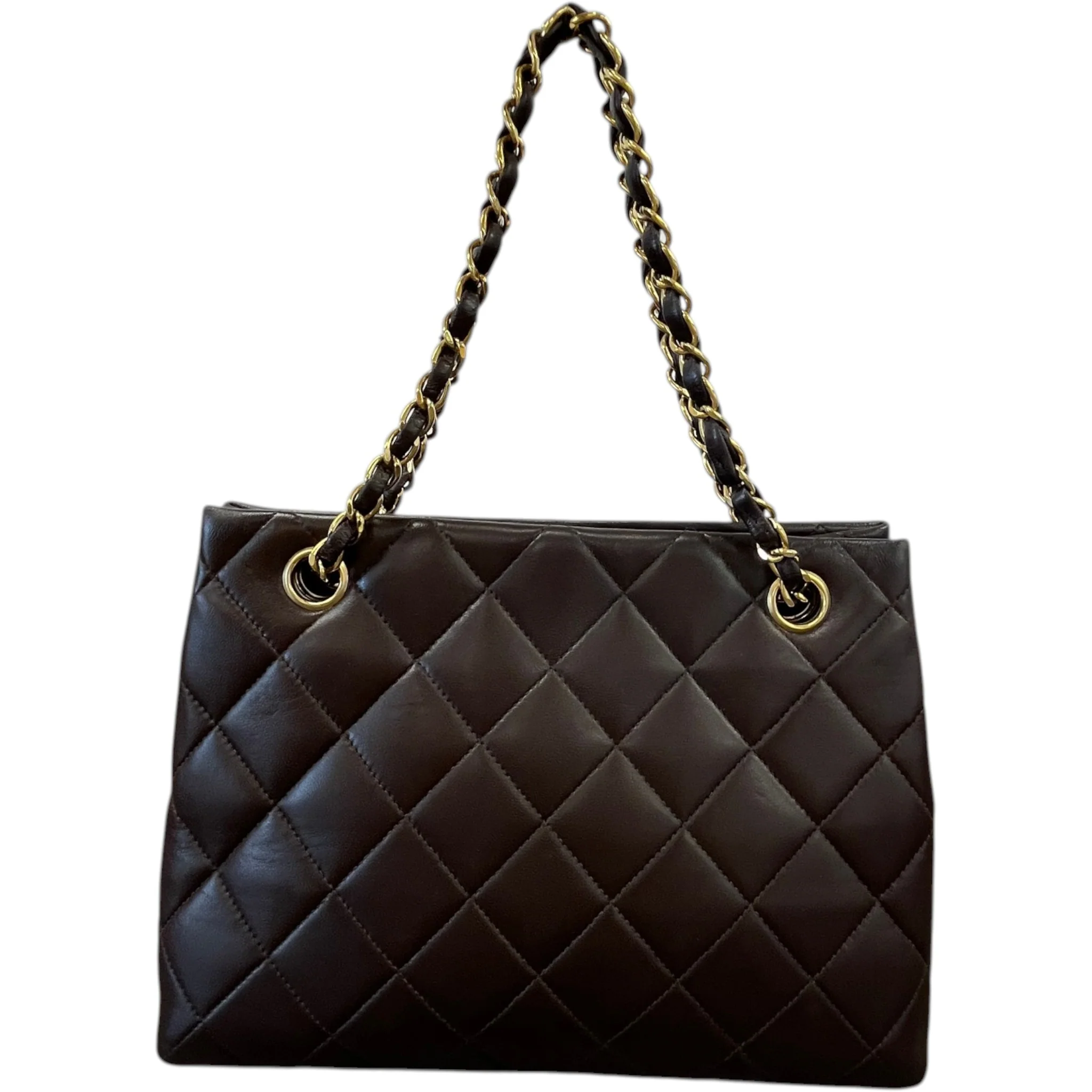 Women's Lambskin Cc Tote Bag Brown - Image 3