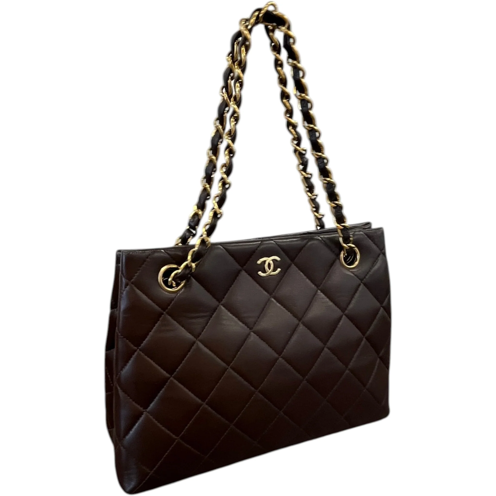 Women's Lambskin Cc Tote Bag Brown - Image 5