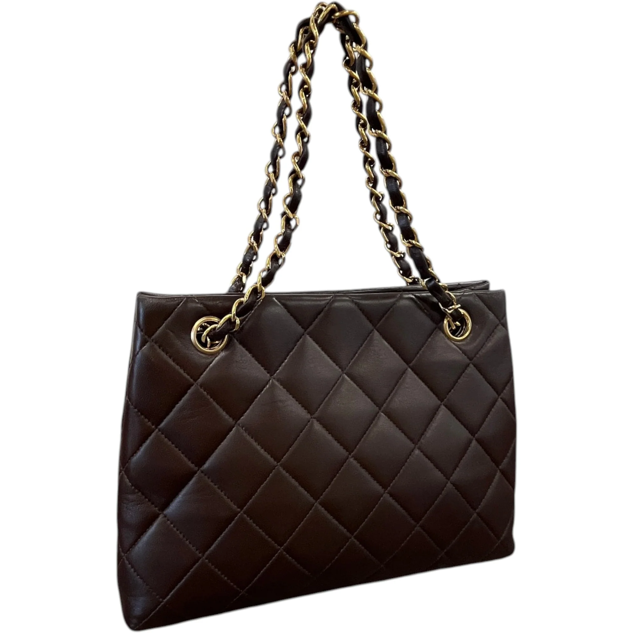 Women's Lambskin Cc Tote Bag Brown - Image 9