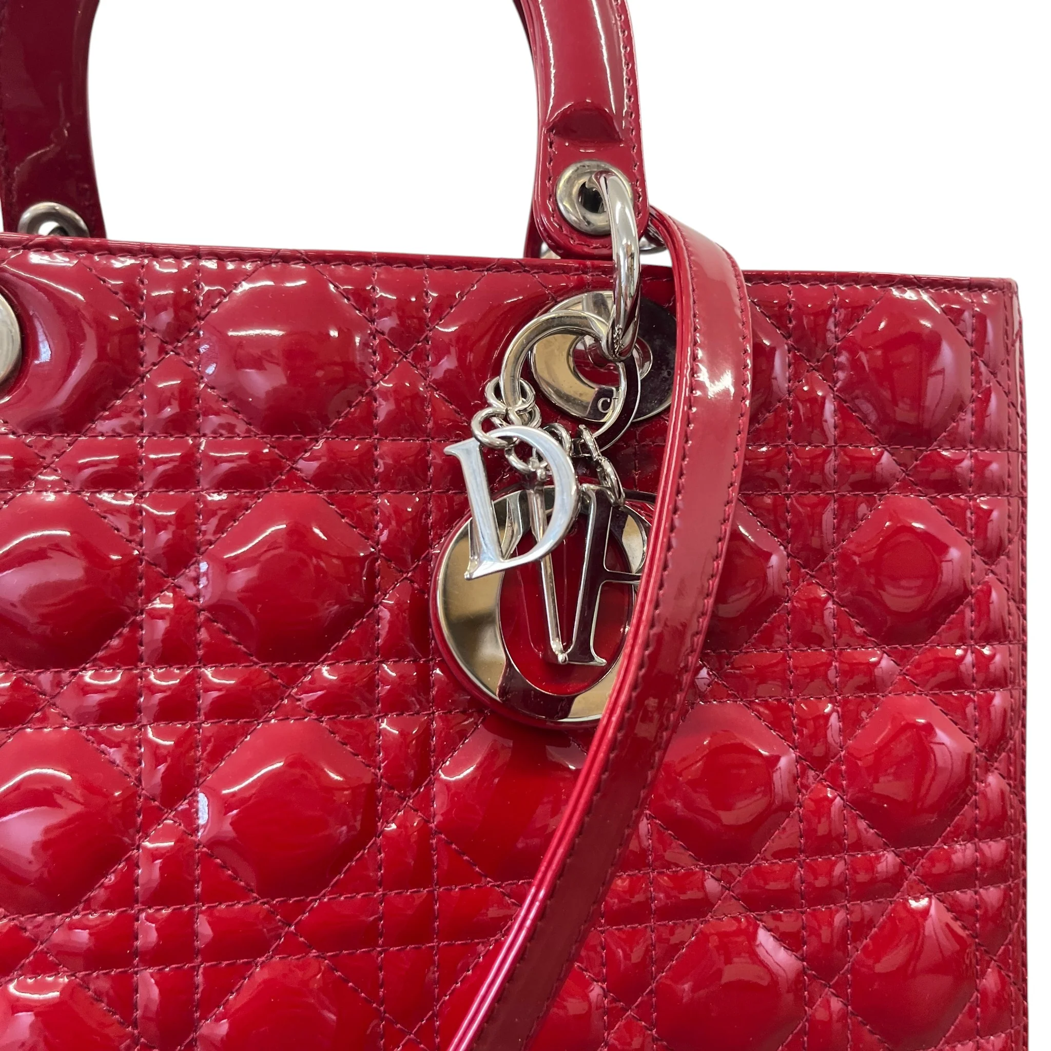 Women's Large Lady Dior Tote Bag Red - Image 11