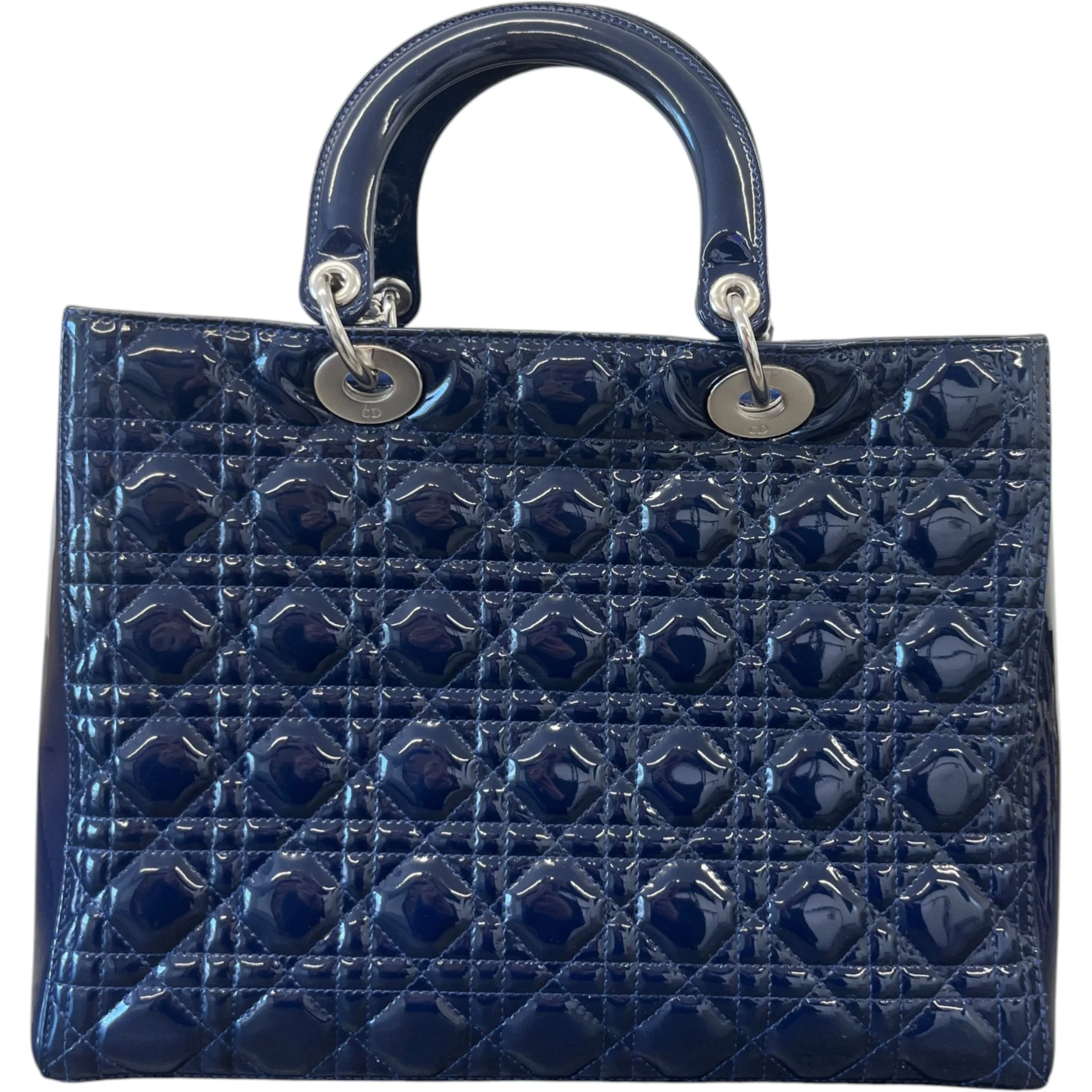 Women's Large Lady Dior Tote Patent Bag Navy - Image 3