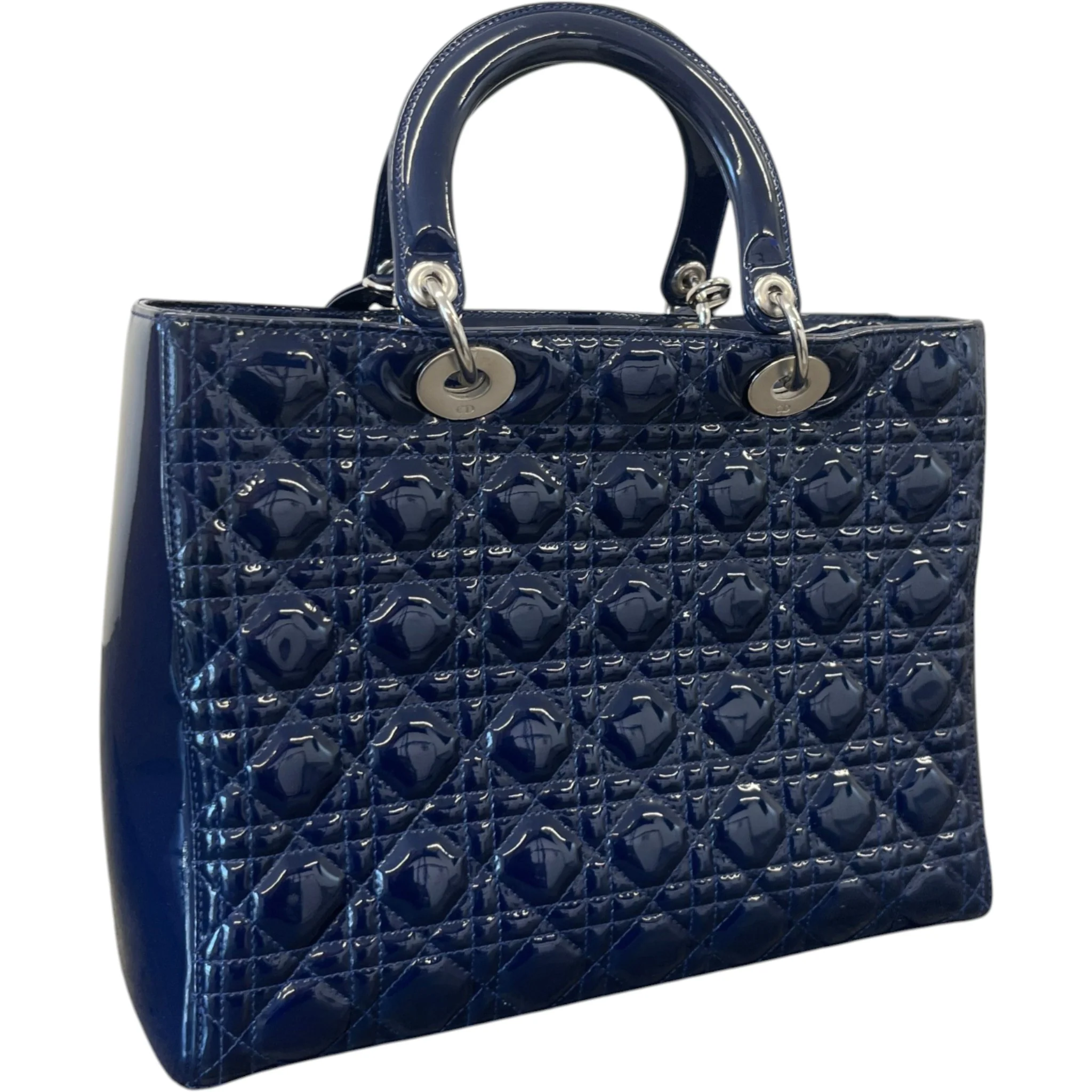 Women's Large Lady Dior Tote Patent Bag Navy - Image 8