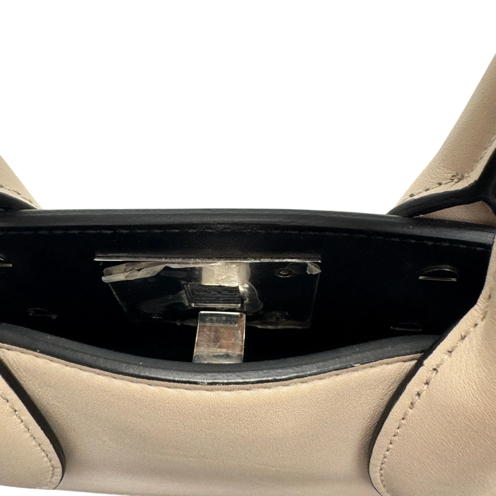 Women's Laser Cut Leather Studio Handbag Cream - Image 6