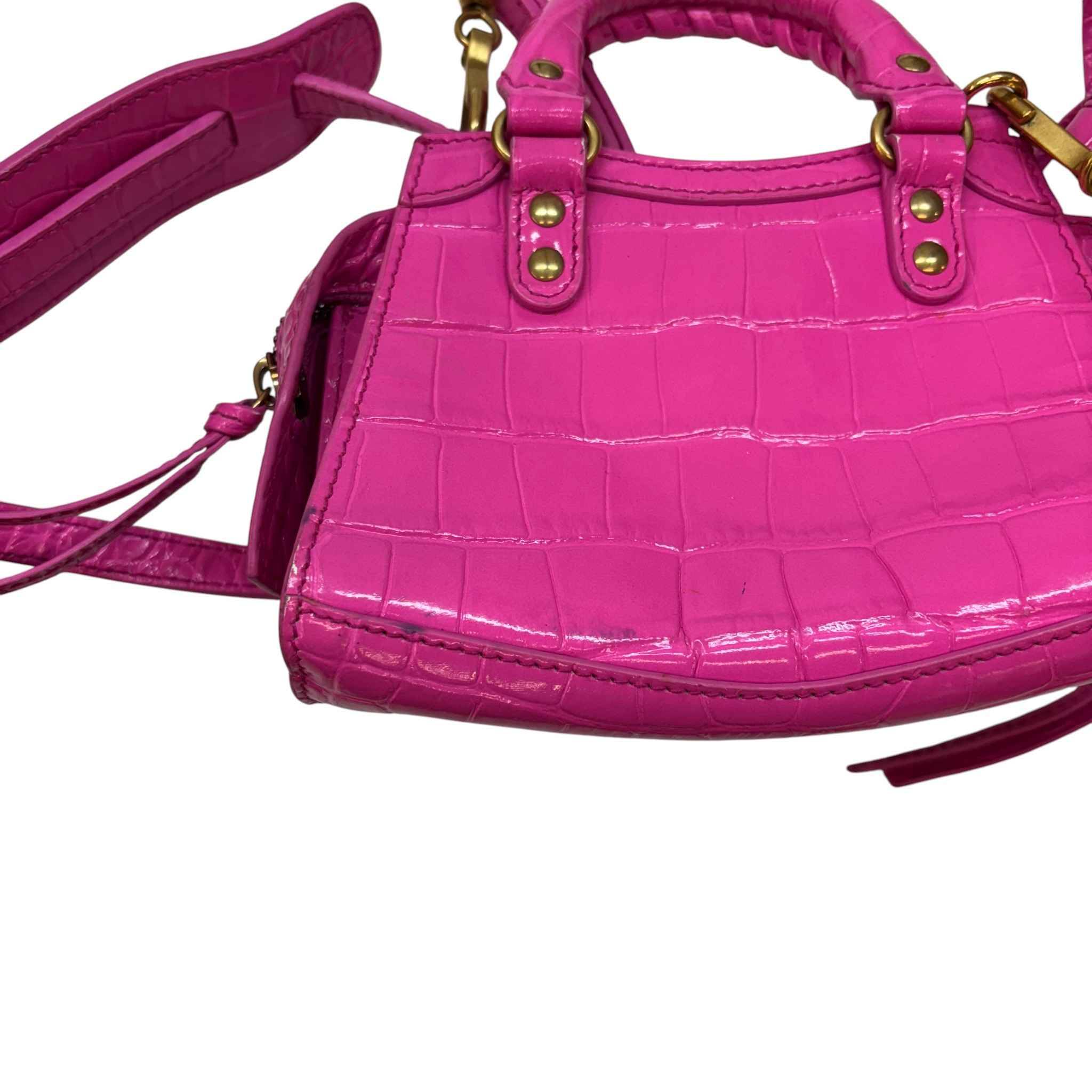 Women's Le City Nano Croc-Embossed Bag Pink - Image 13