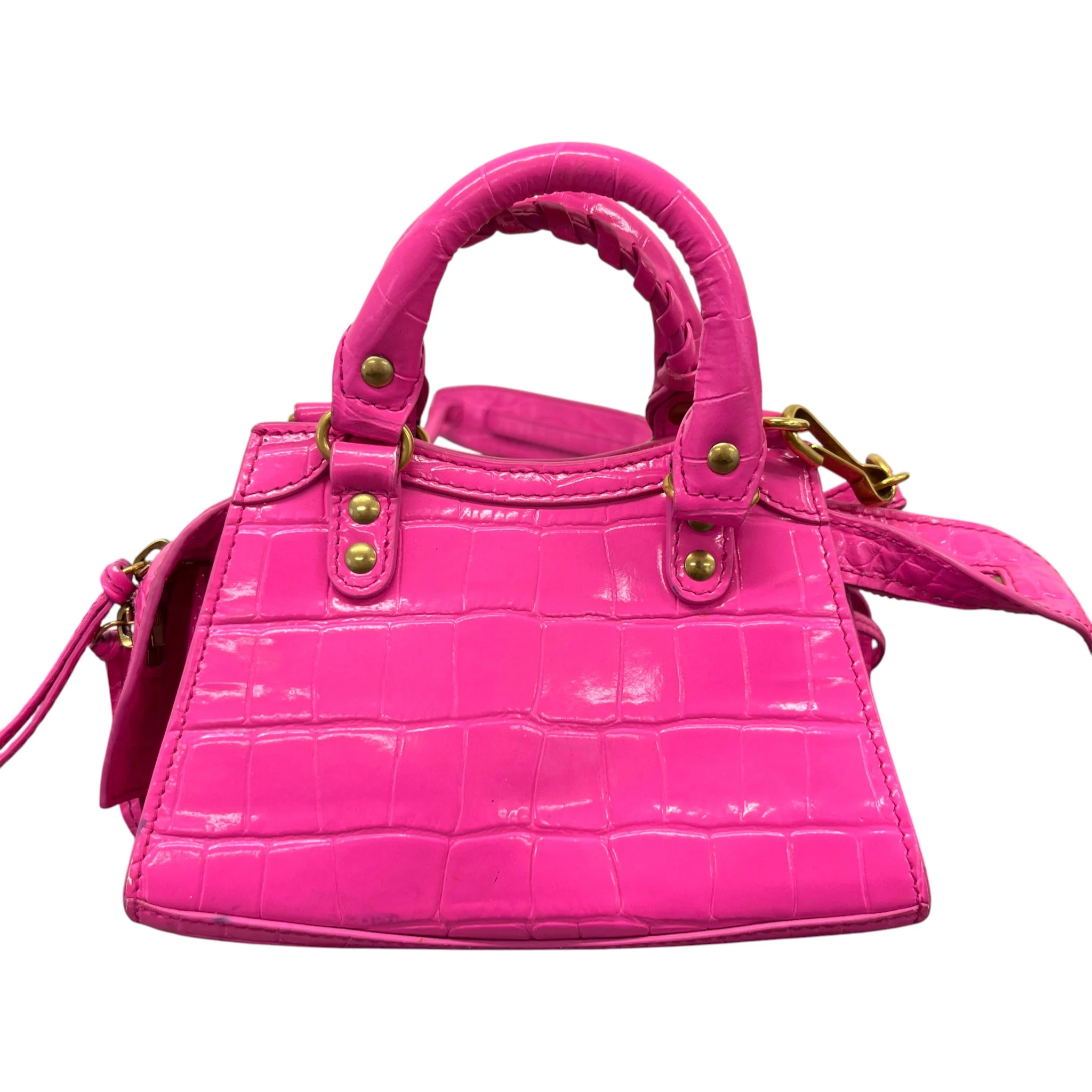 Women's Le City Nano Croc-Embossed Bag Pink - Image 3