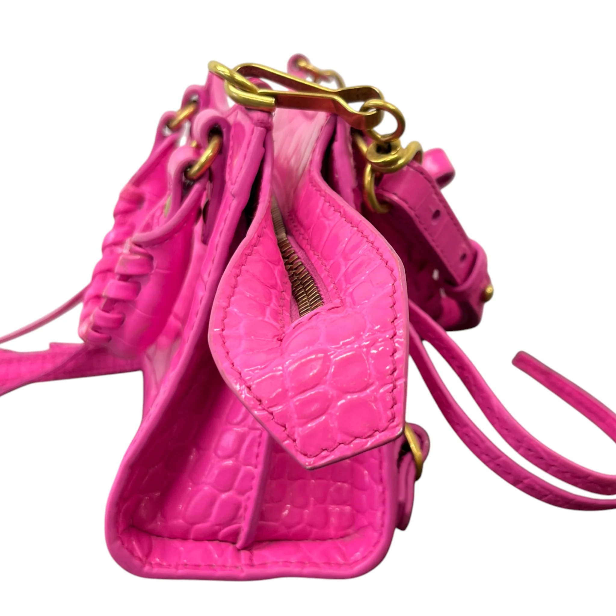 Women's Le City Nano Croc-Embossed Bag Pink - Image 7