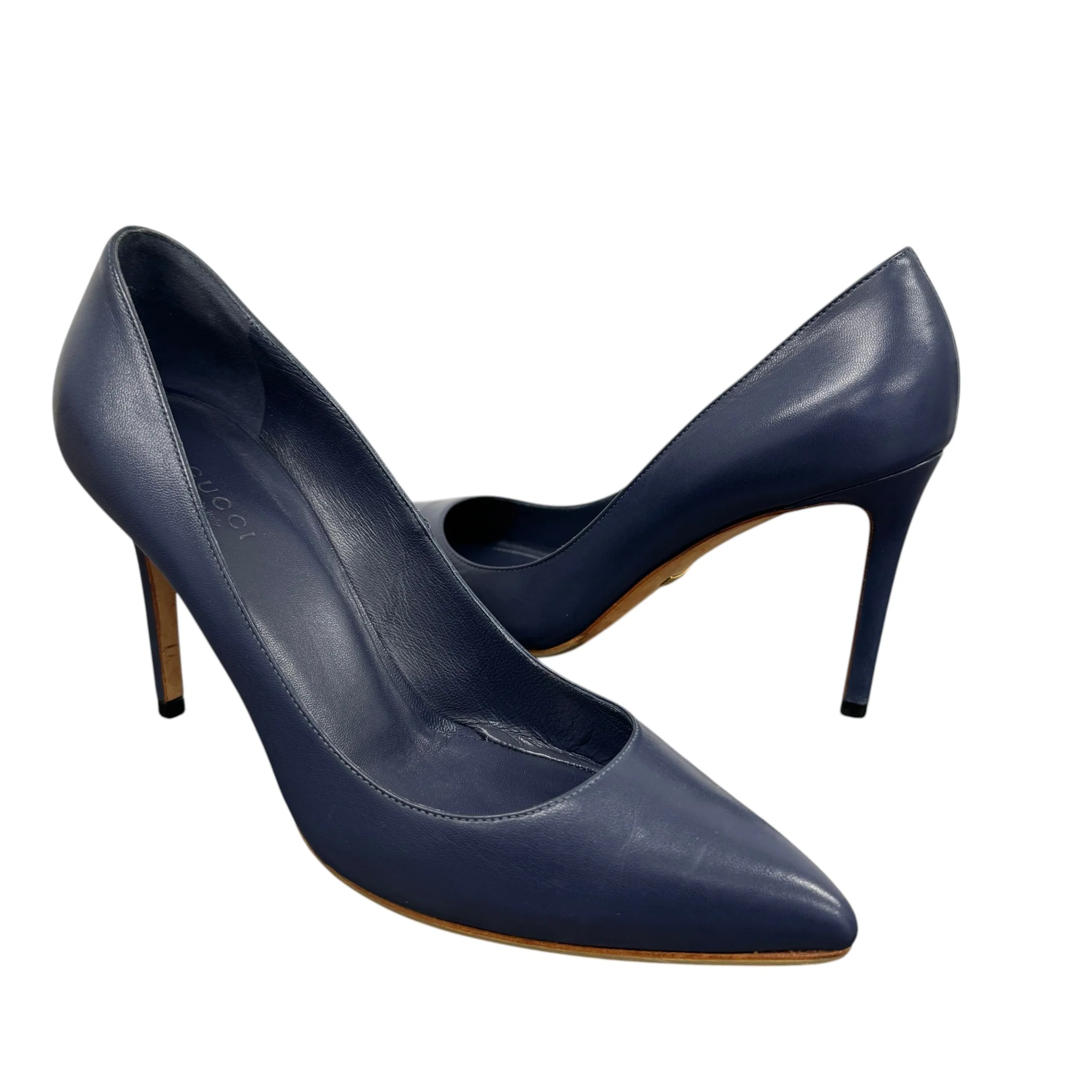 Women's Leather Pointed Heels Blue Size EU 37.5 / UK 4.5 - Image 3
