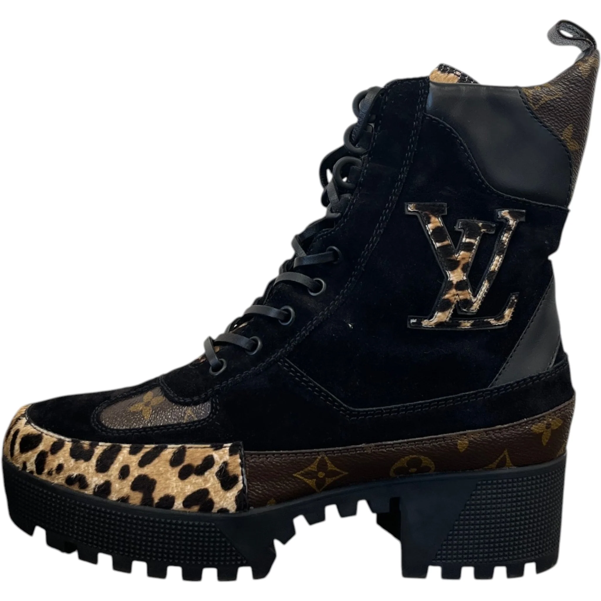 Women's Leopard Print Platform Desert Boots Black Size EU 40 / UK 7 - Image 5