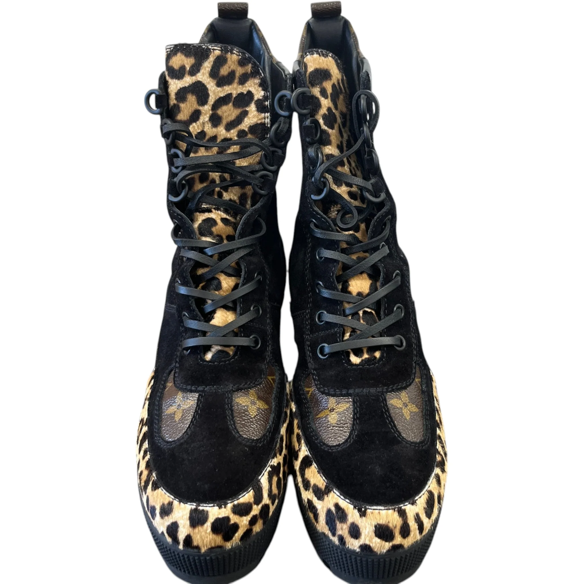 Women's Leopard Print Platform Desert Boots Black Size EU 40 / UK 7 - Image 6