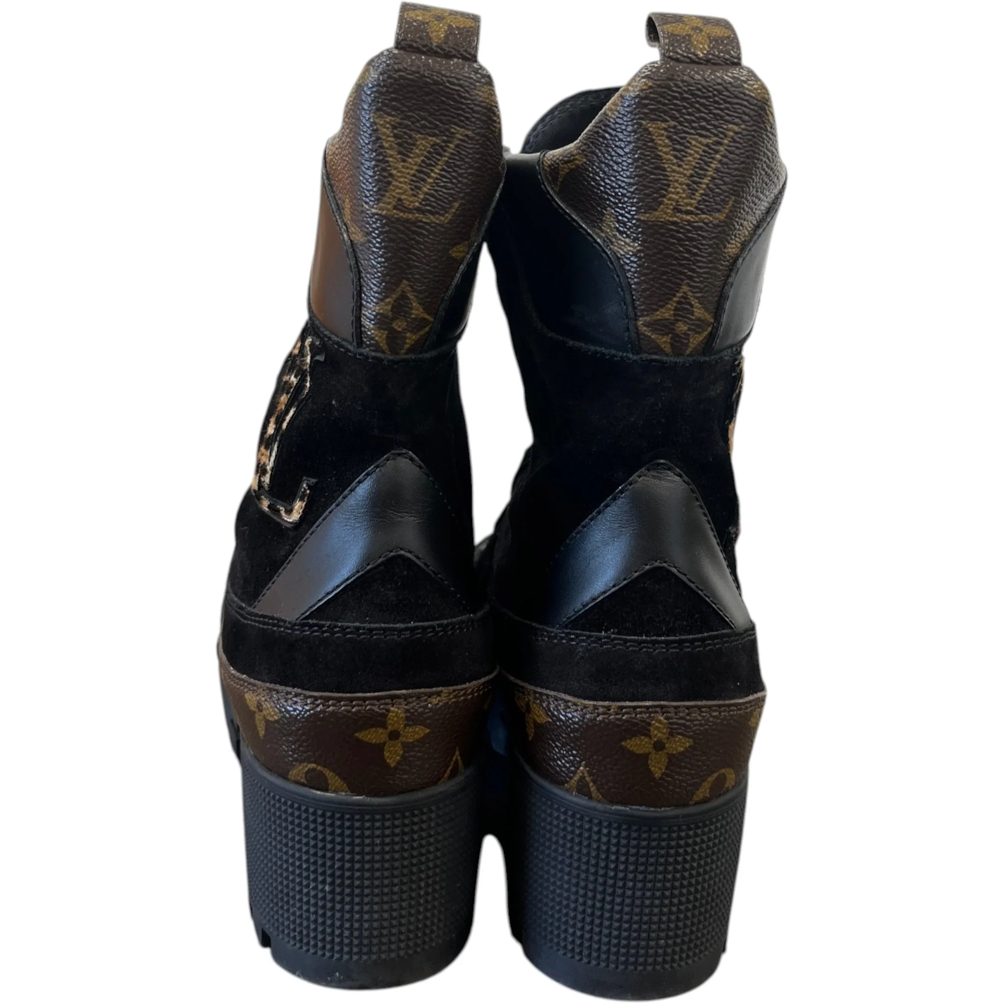 Women's Leopard Print Platform Desert Boots Black Size EU 40 / UK 7 - Image 7