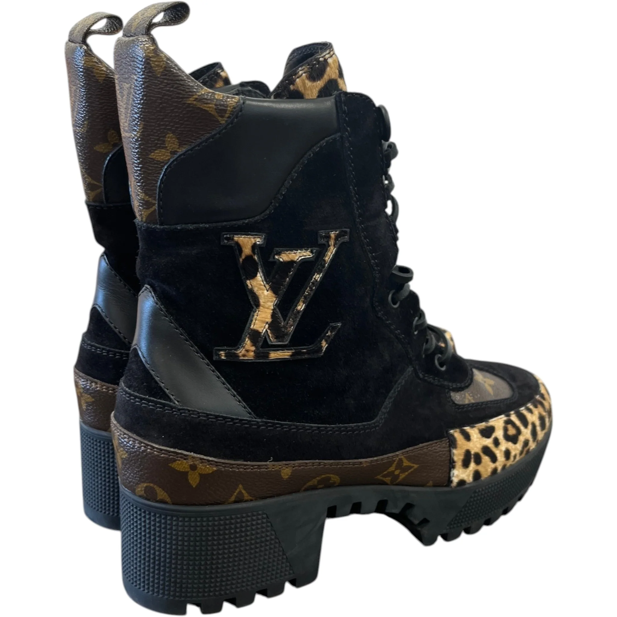 Women's Leopard Print Platform Desert Boots Black Size EU 40 / UK 7 - Image 8