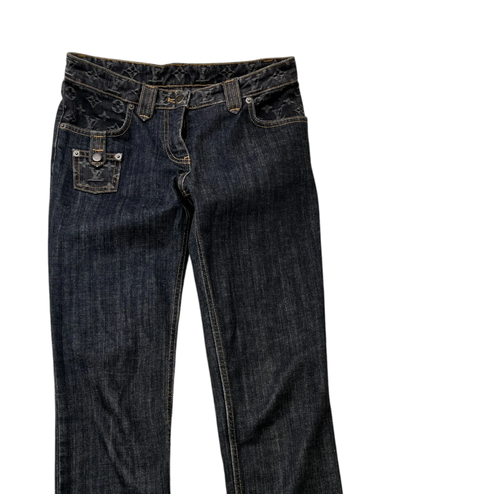 Women's Limited Vintage Monogram Jeans Navy Size Waist 34" - Image 3