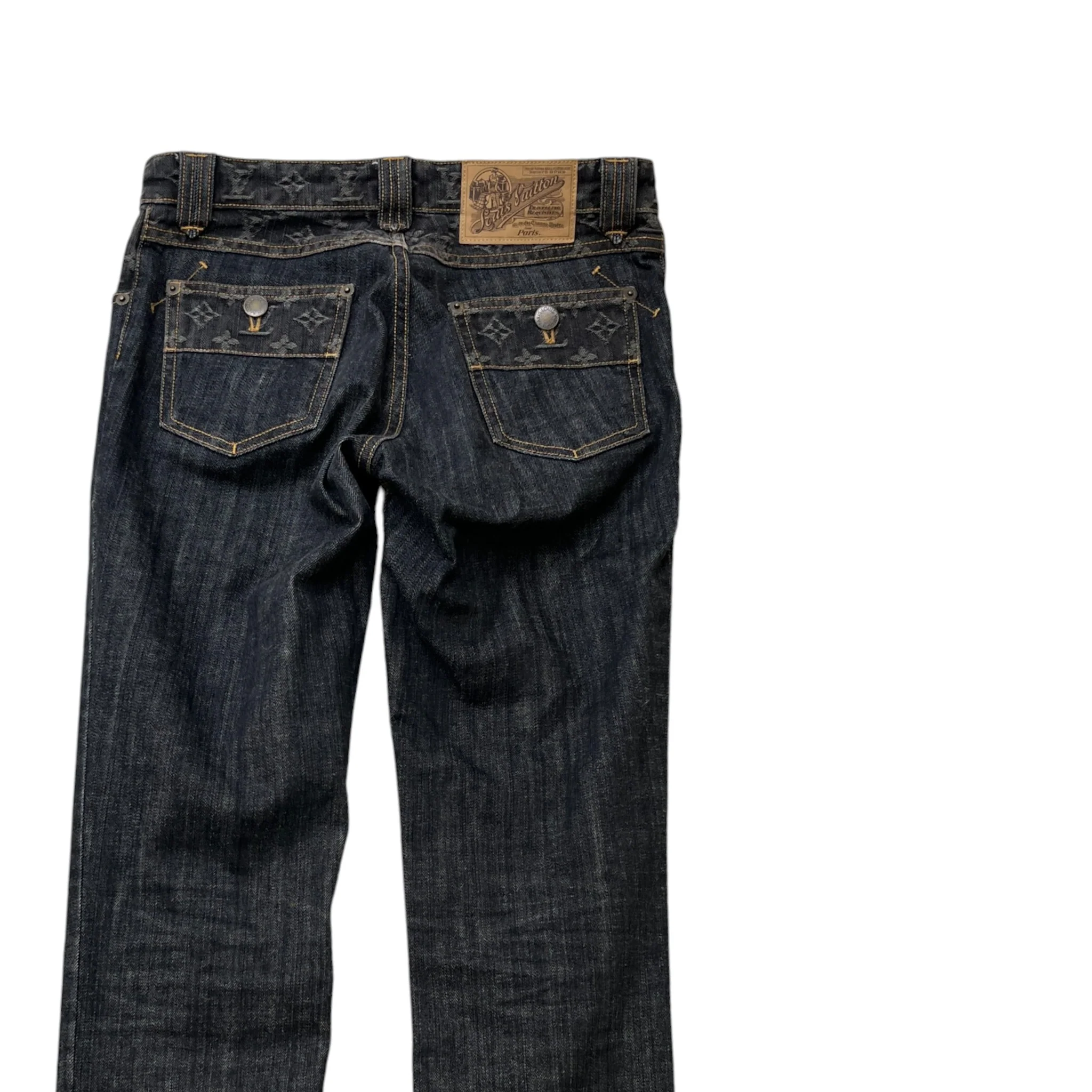 Women's Limited Vintage Monogram Jeans Navy Size Waist 34" - Image 4
