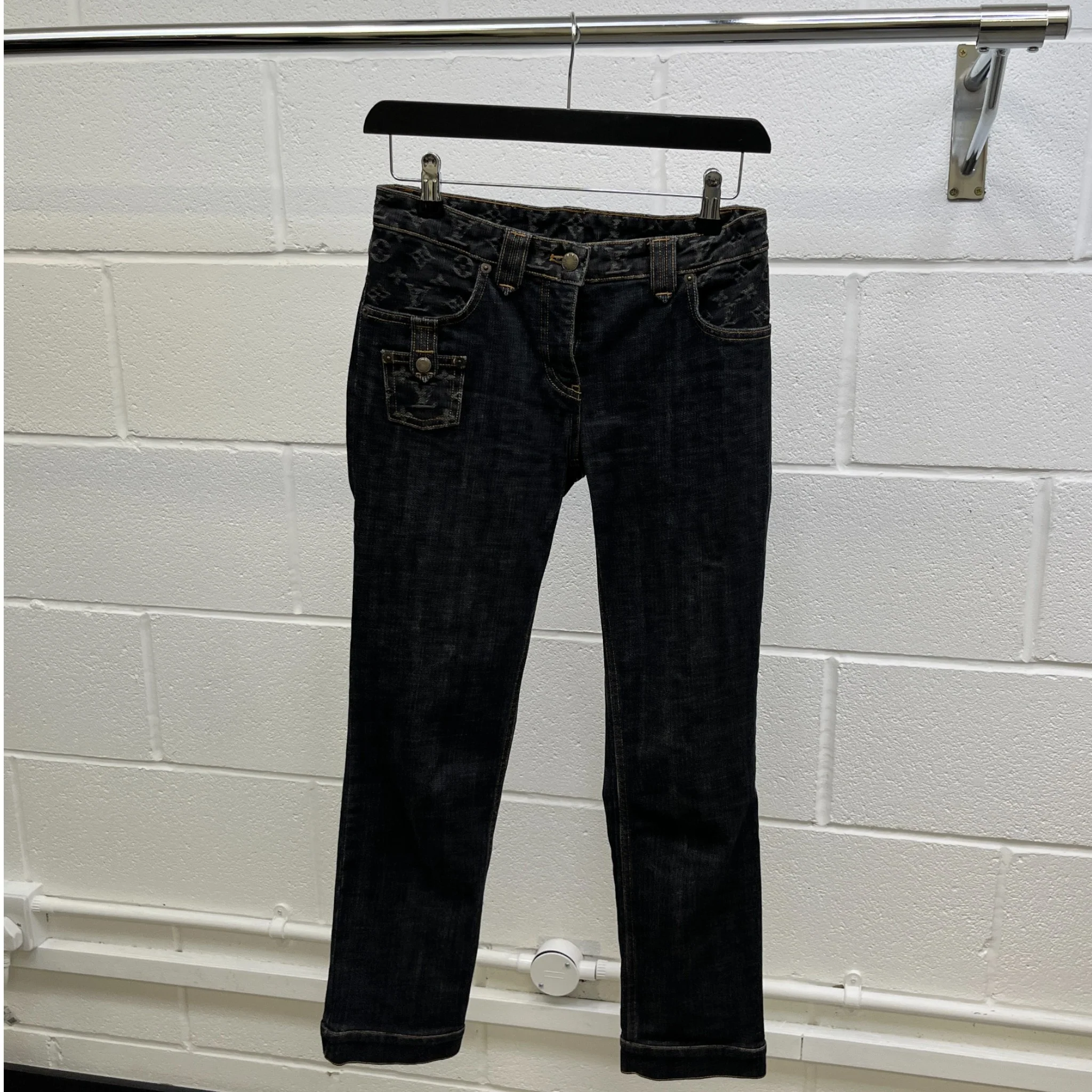 Women's Limited Vintage Monogram Jeans Navy Size Waist 34" - Image 9