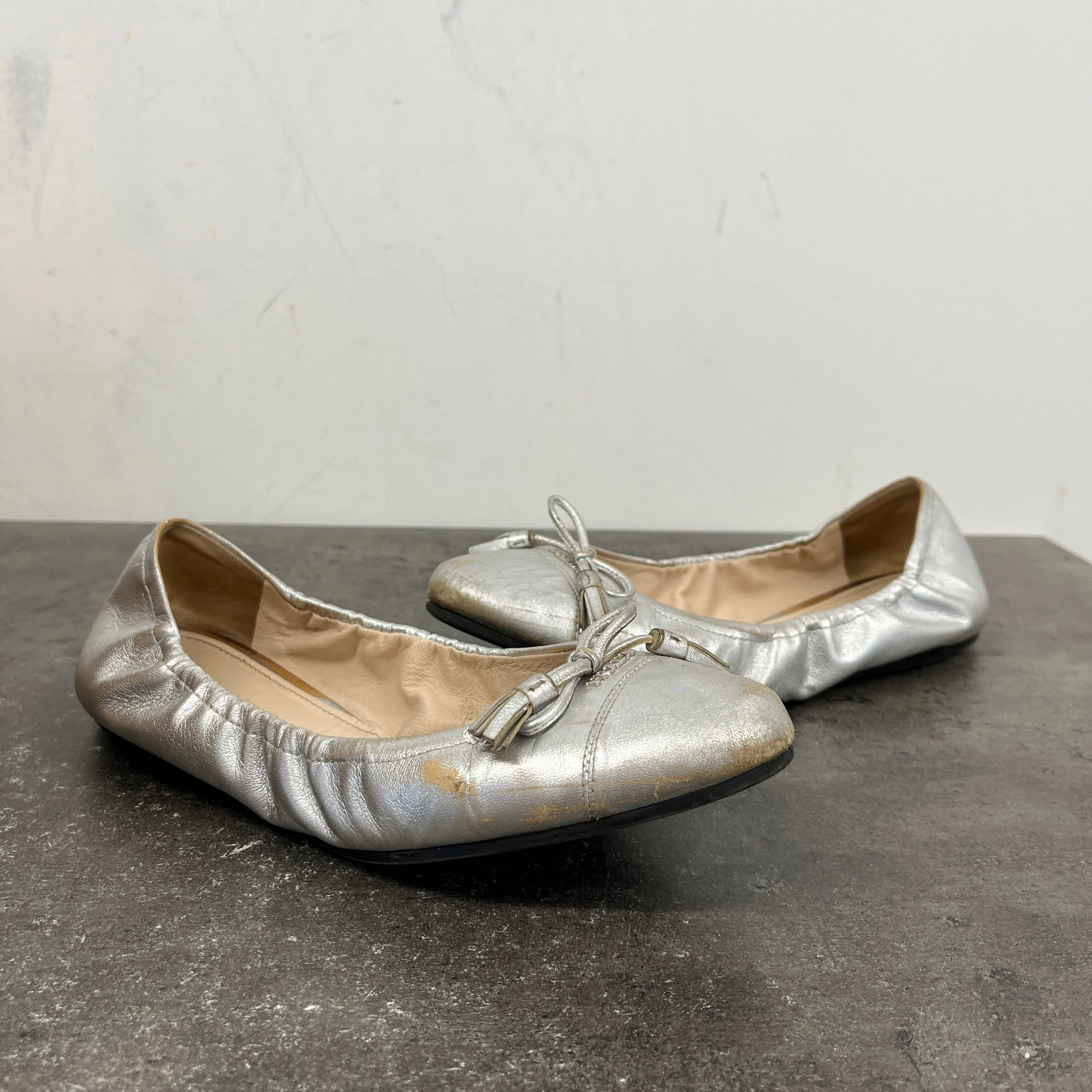 Women's Logo Ballet Flats Mules Silver Size EU 37 / UK 4 - Image 12