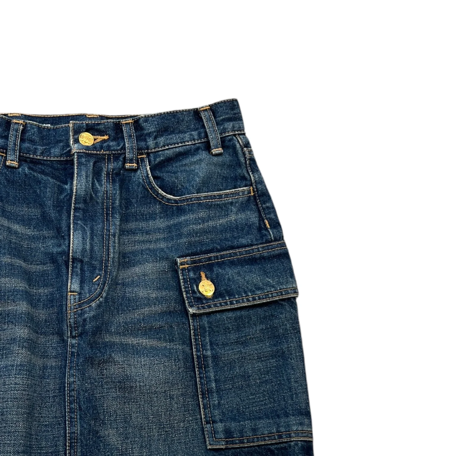 Women's Logo Button Cargo Mini Skirts Blue Size UK 6 - Image 3