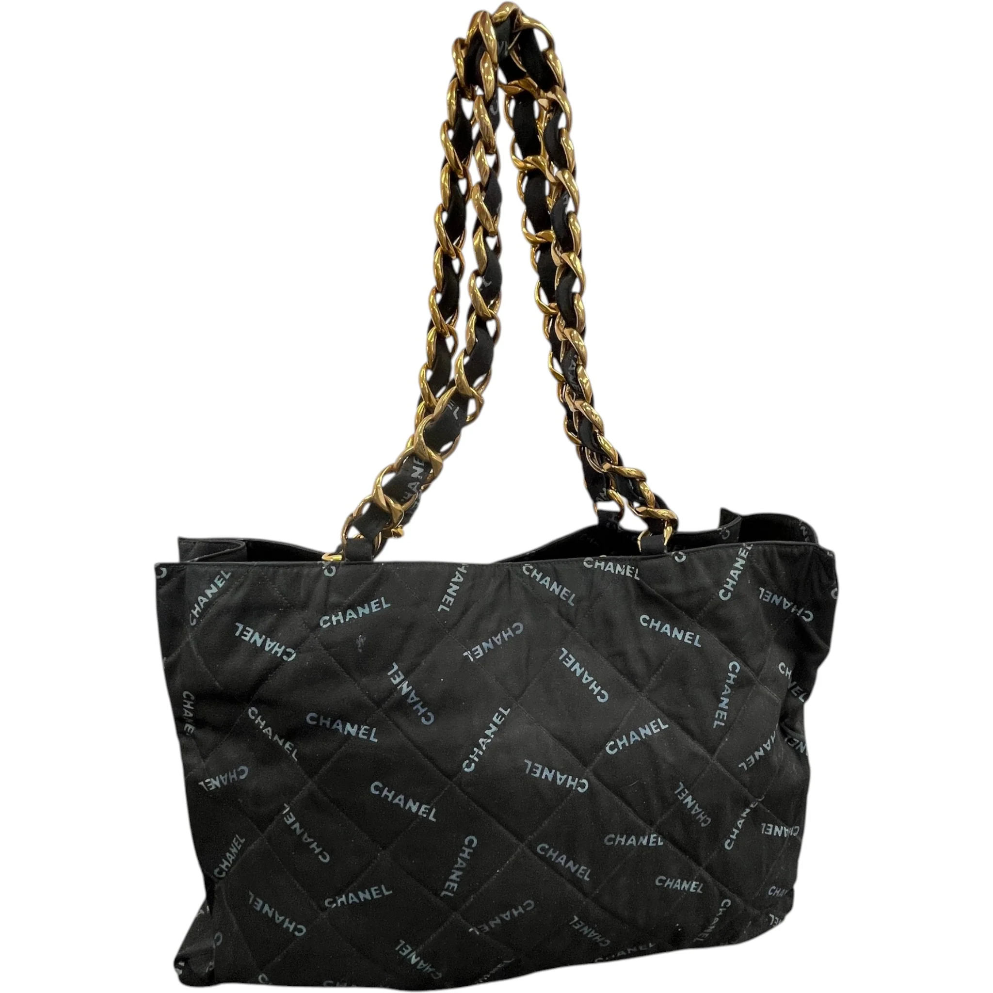 Women's Logo Chain Tote Bag Black