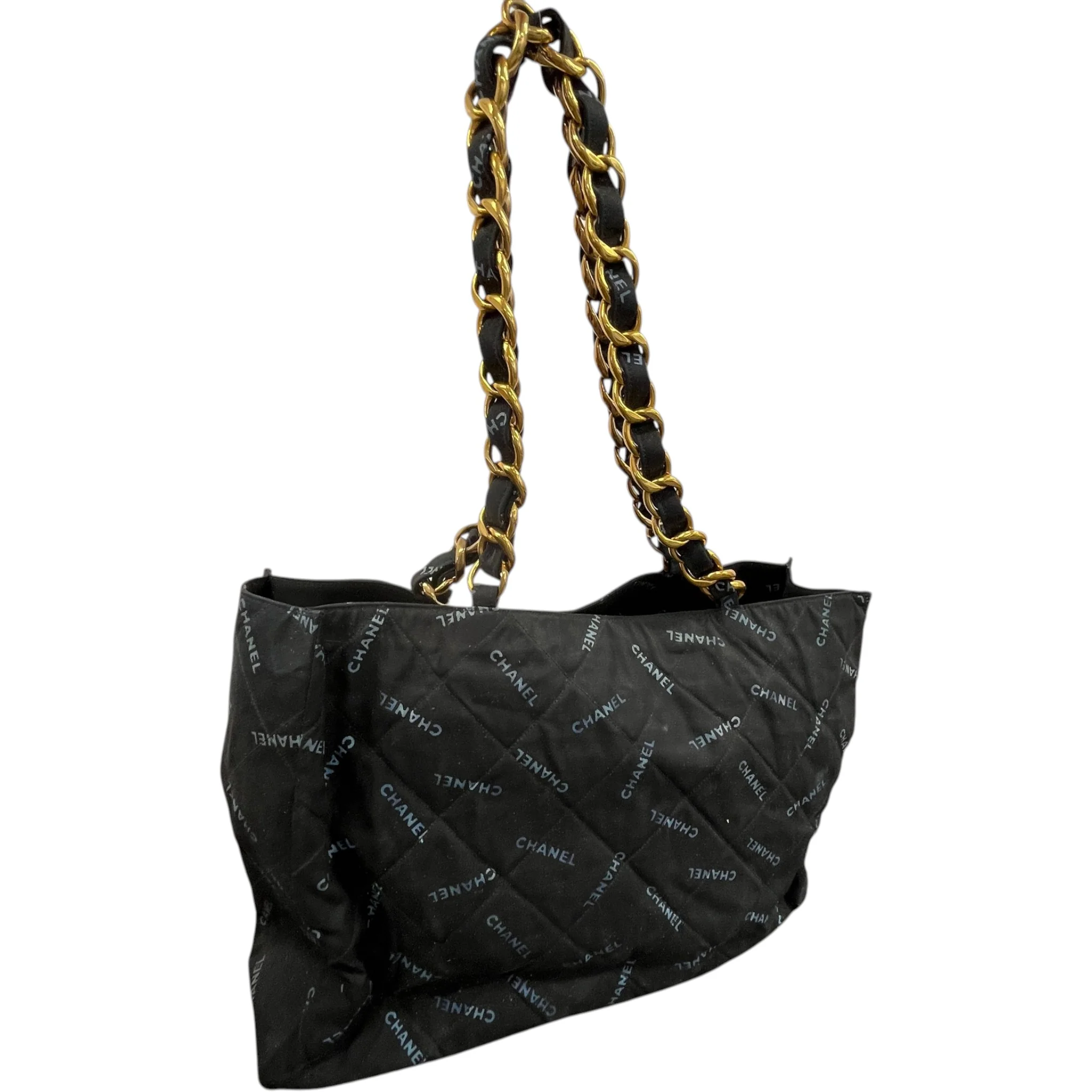 Women's Logo Chain Tote Bag Black - Image 9