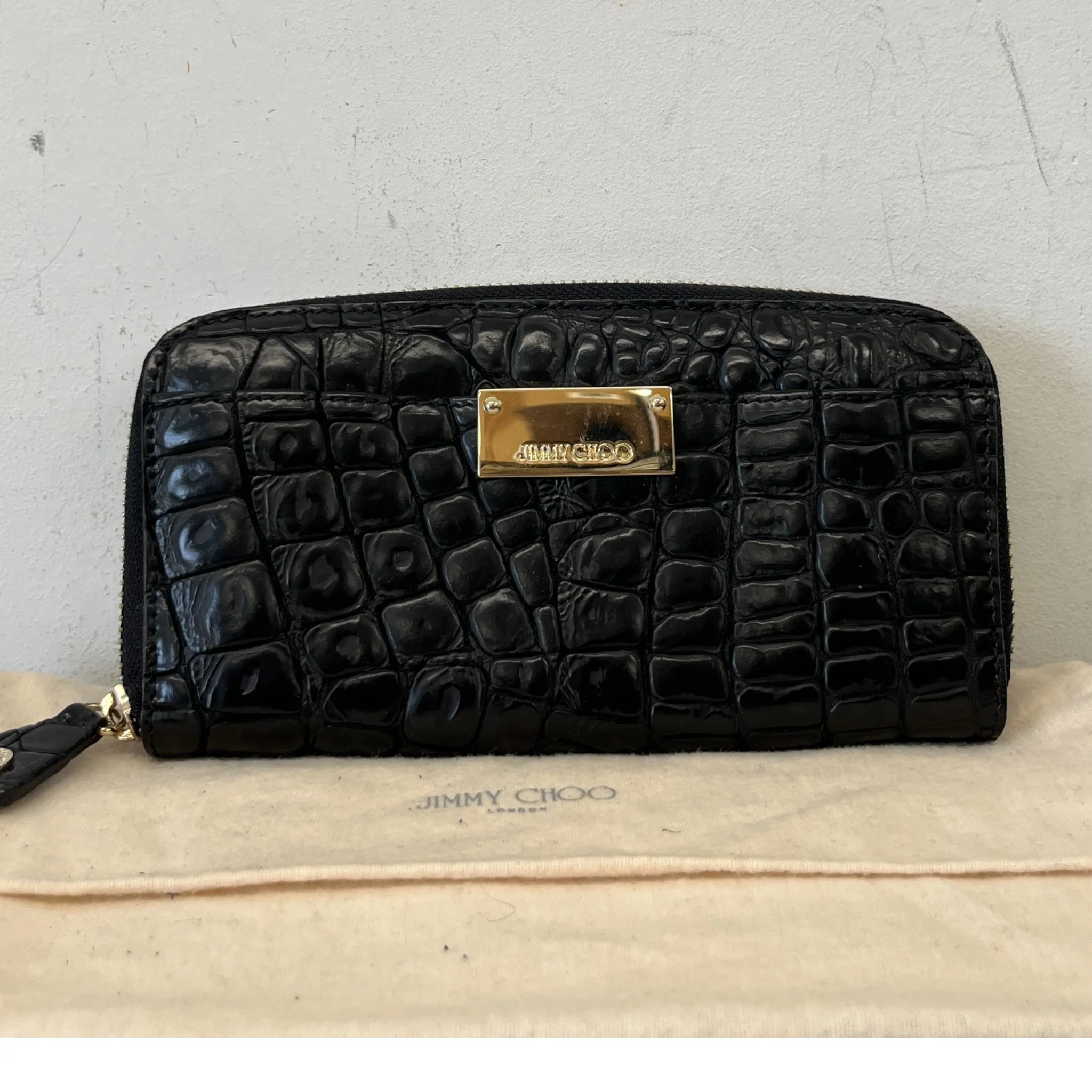 Women's Logo Crocodile Embossed Wallet Black - Image 11