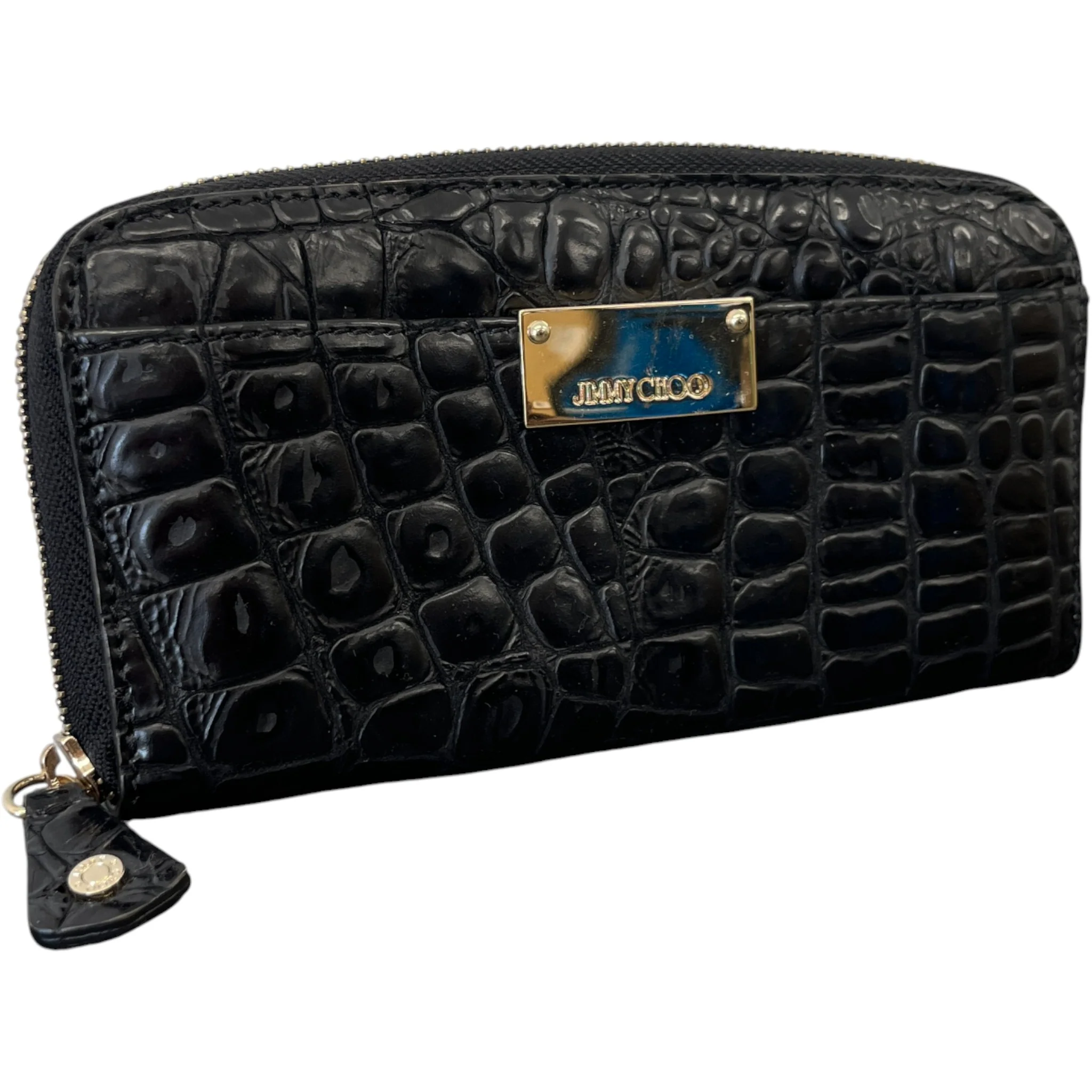 Women's Logo Crocodile Embossed Wallet Black - Image 3
