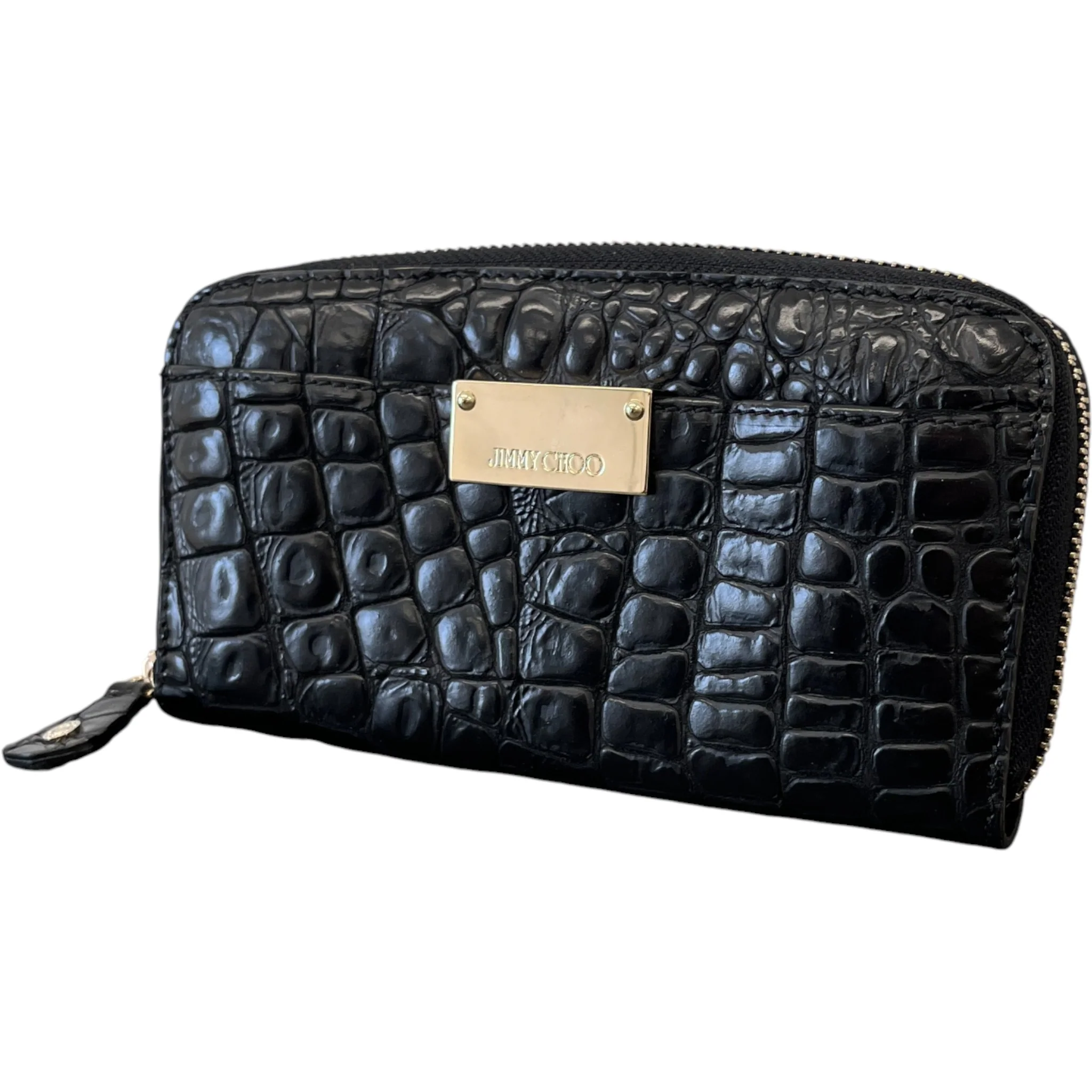 Women's Logo Crocodile Embossed Wallet Black - Image 4
