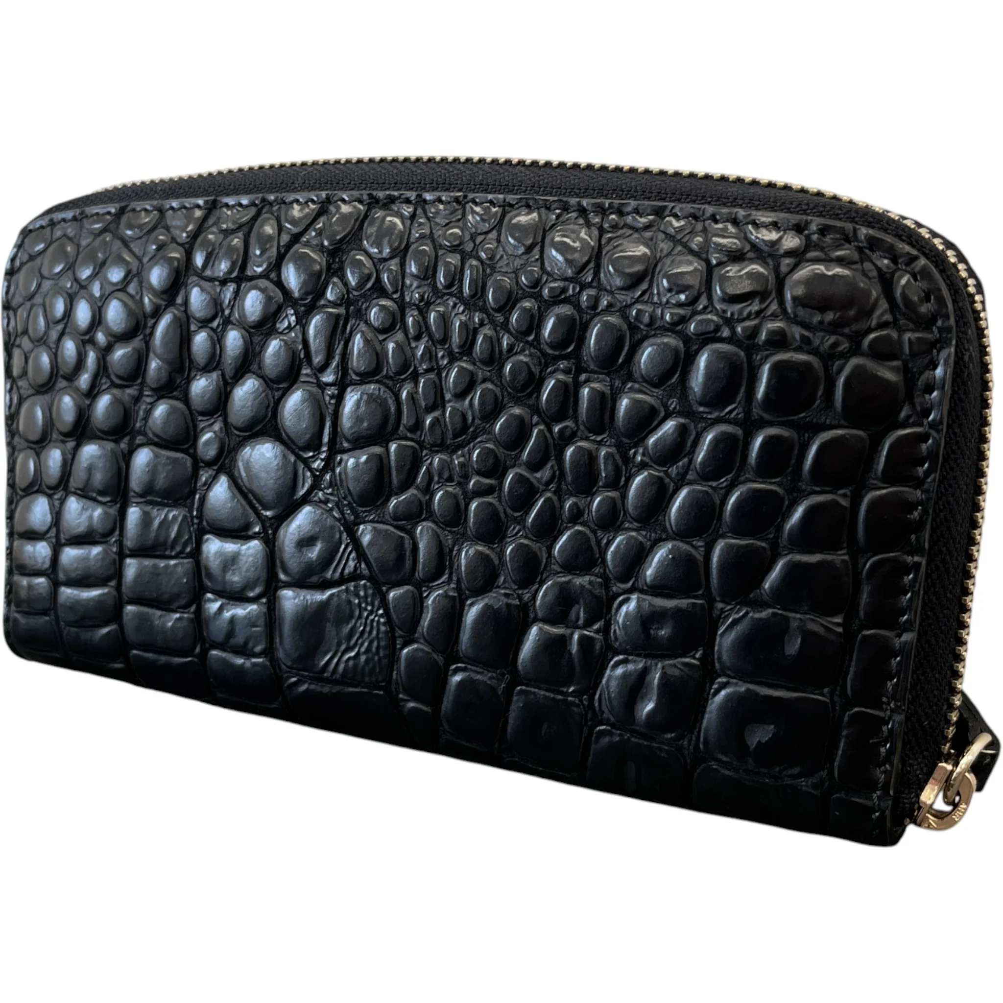 Women's Logo Crocodile Embossed Wallet Black - Image 8