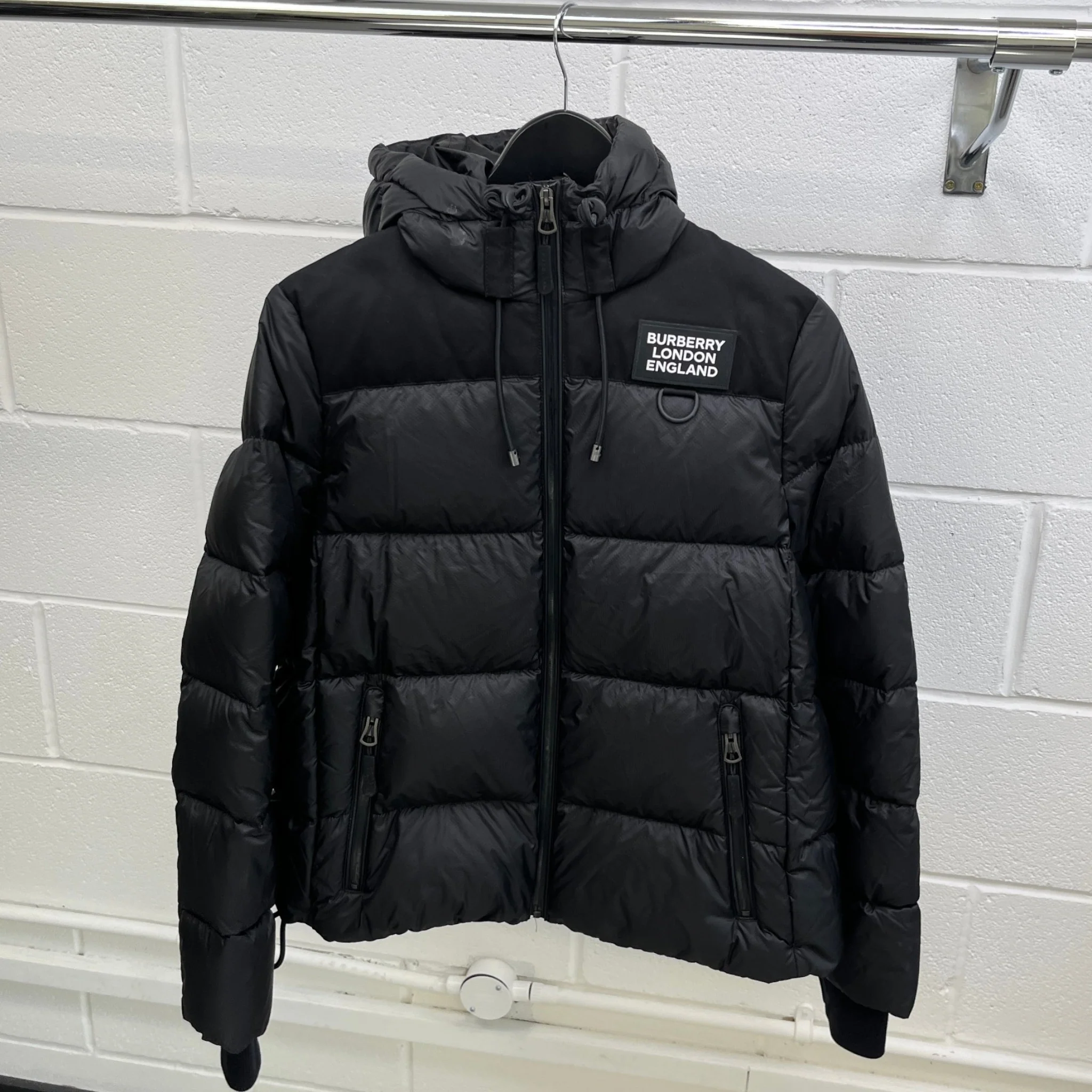 Women's Logo Patch Down Jacket Black Size S - Image 8