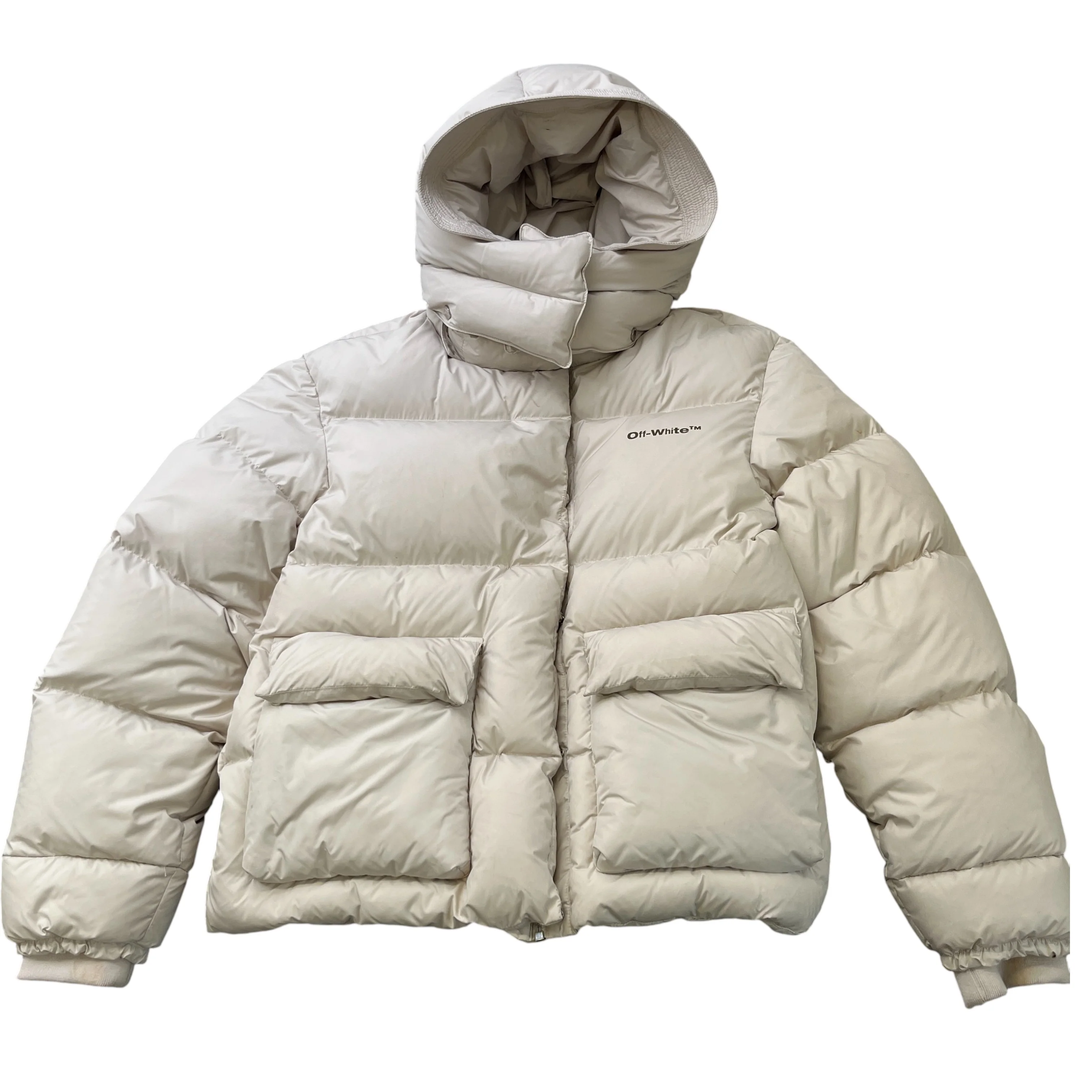 Women's Logo Print Down Jacket Beige Size IT 42 / UK 10