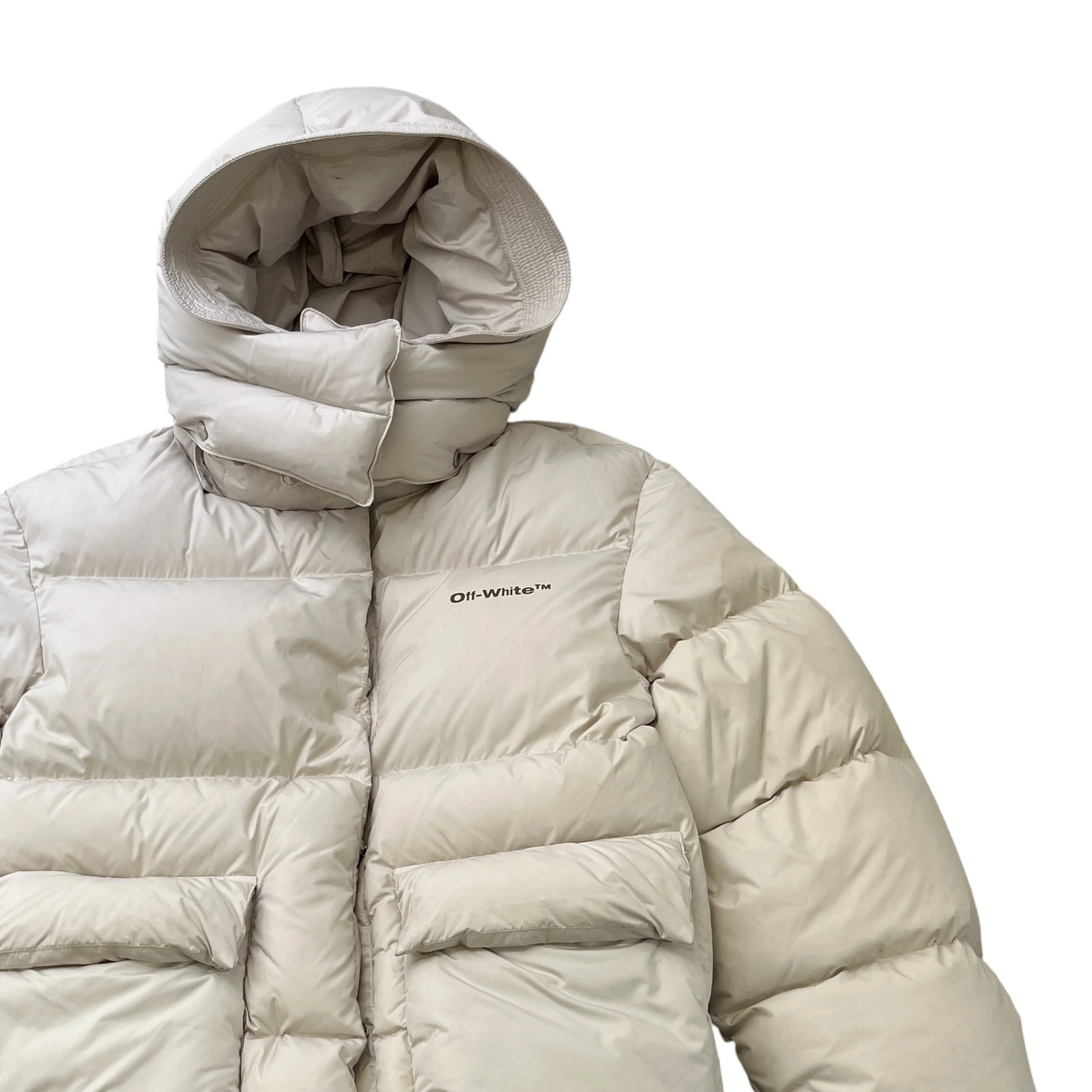 Women's Logo Print Down Jacket Beige Size IT 42 / UK 10 - Image 3