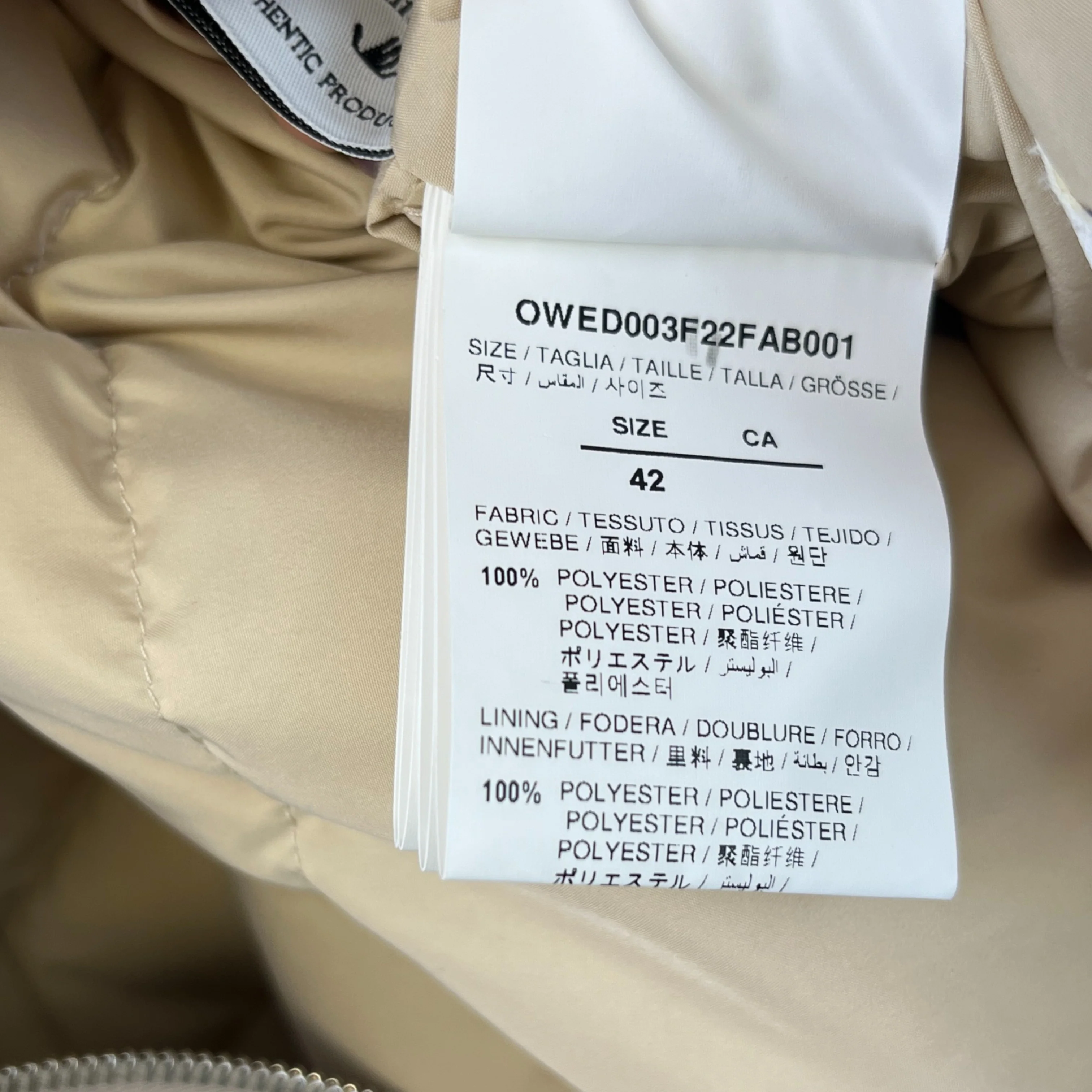 Women's Logo Print Down Jacket Beige Size IT 42 / UK 10 - Image 8