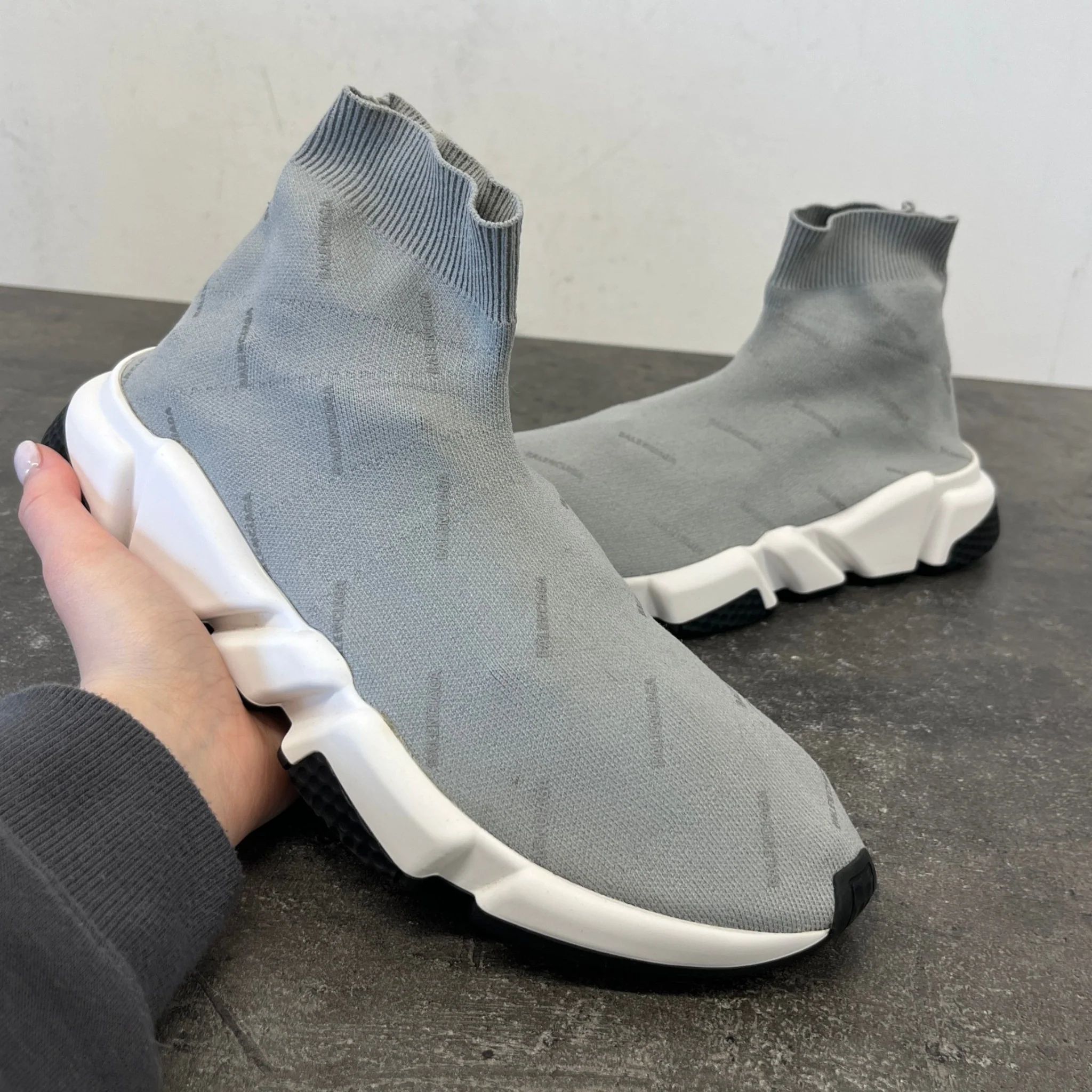 Women's Logo Print Speed Socks High Trainers Grey Size EU 39 / UK 6 - Image 12