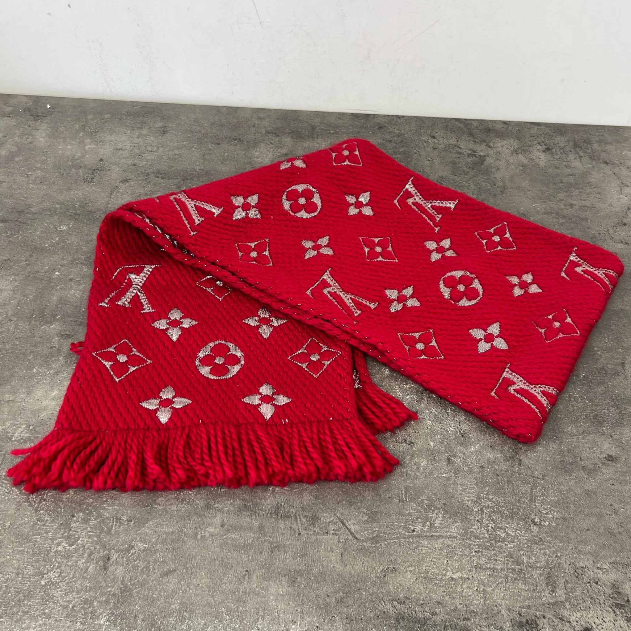 Women's Logomania Scarf Red - Image 5