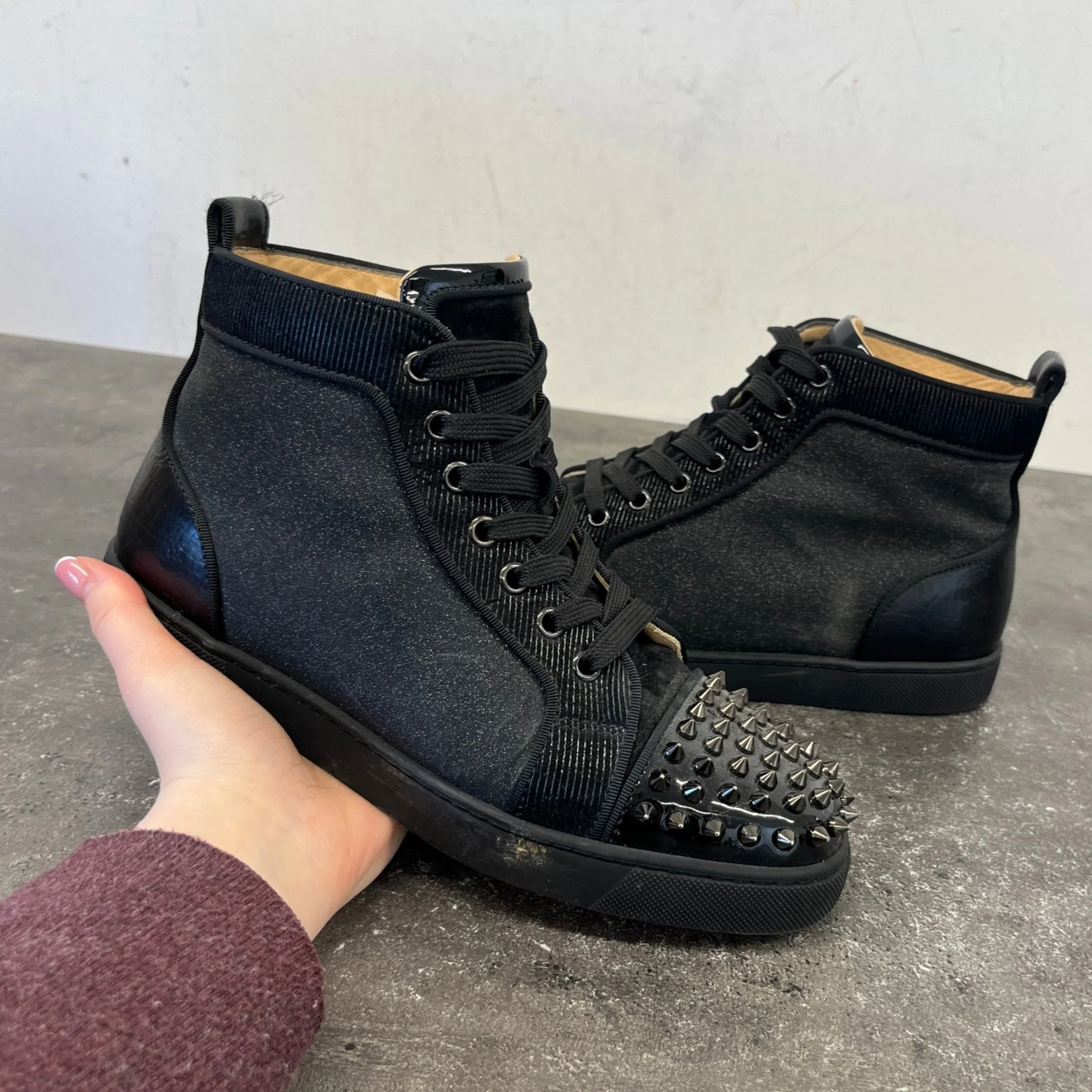 Women's Lou Spikes Glitter High Trainers Black Size EU 38.5 / UK 5.5 - Image 13