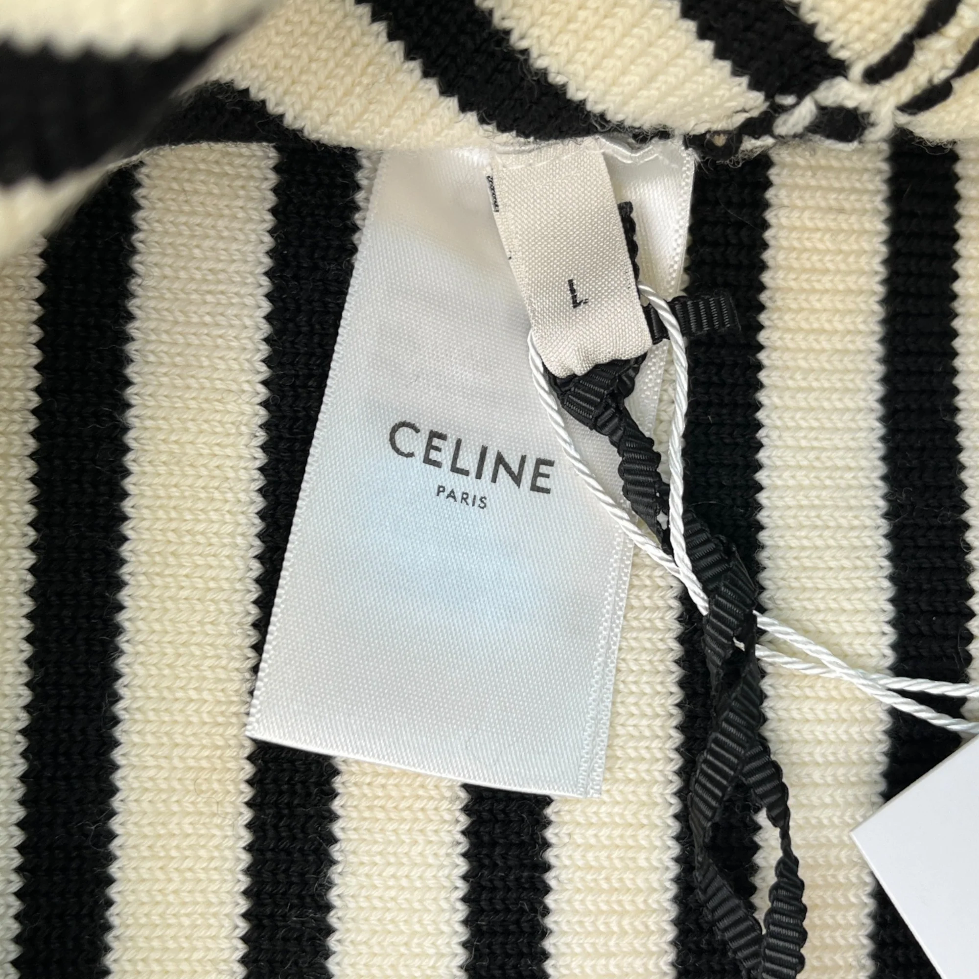 Women's Marinière Striped Knit Mini Dress Top Cream Size L - Image 6