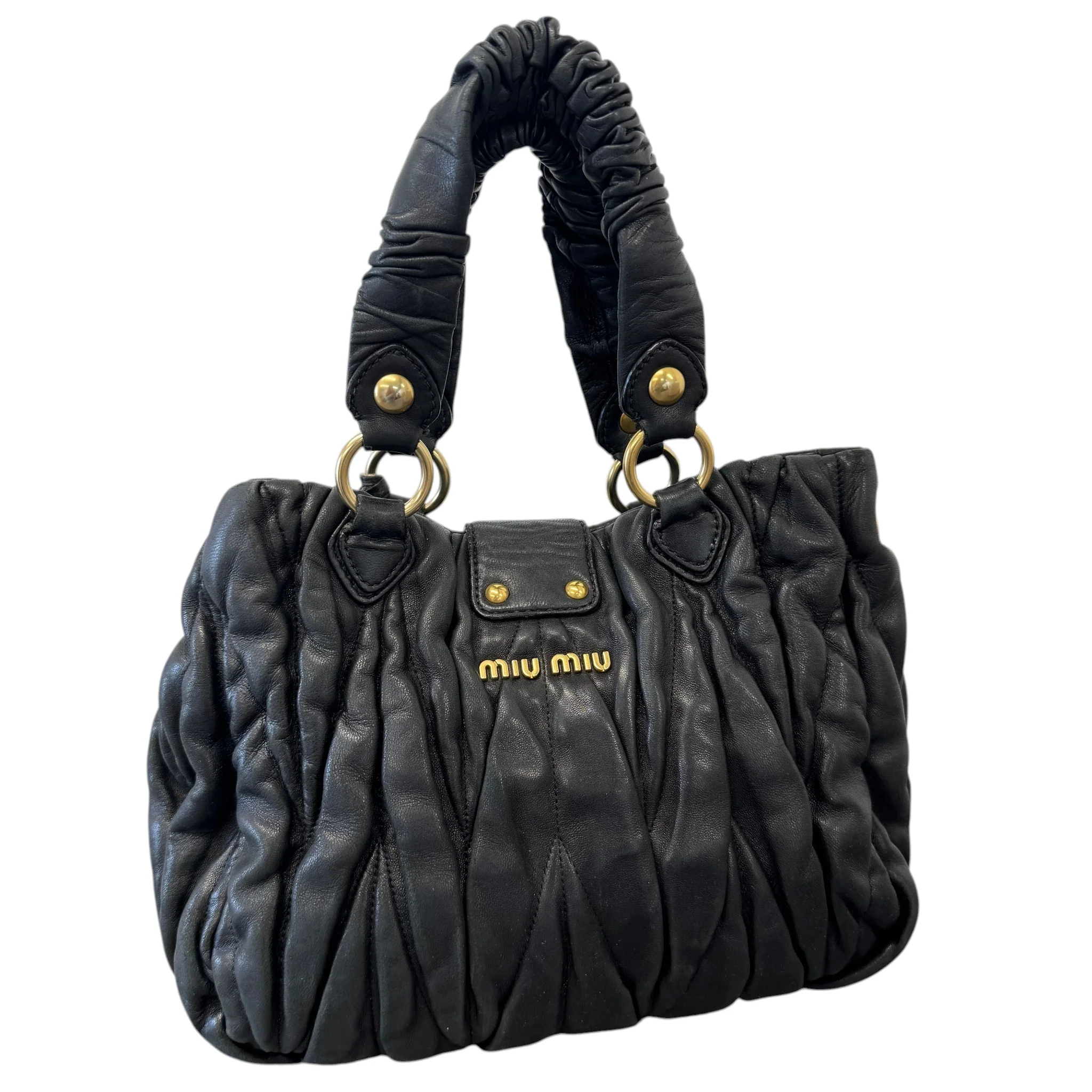 Women's Matelasse Leather 2Way Bag Black - Image 3