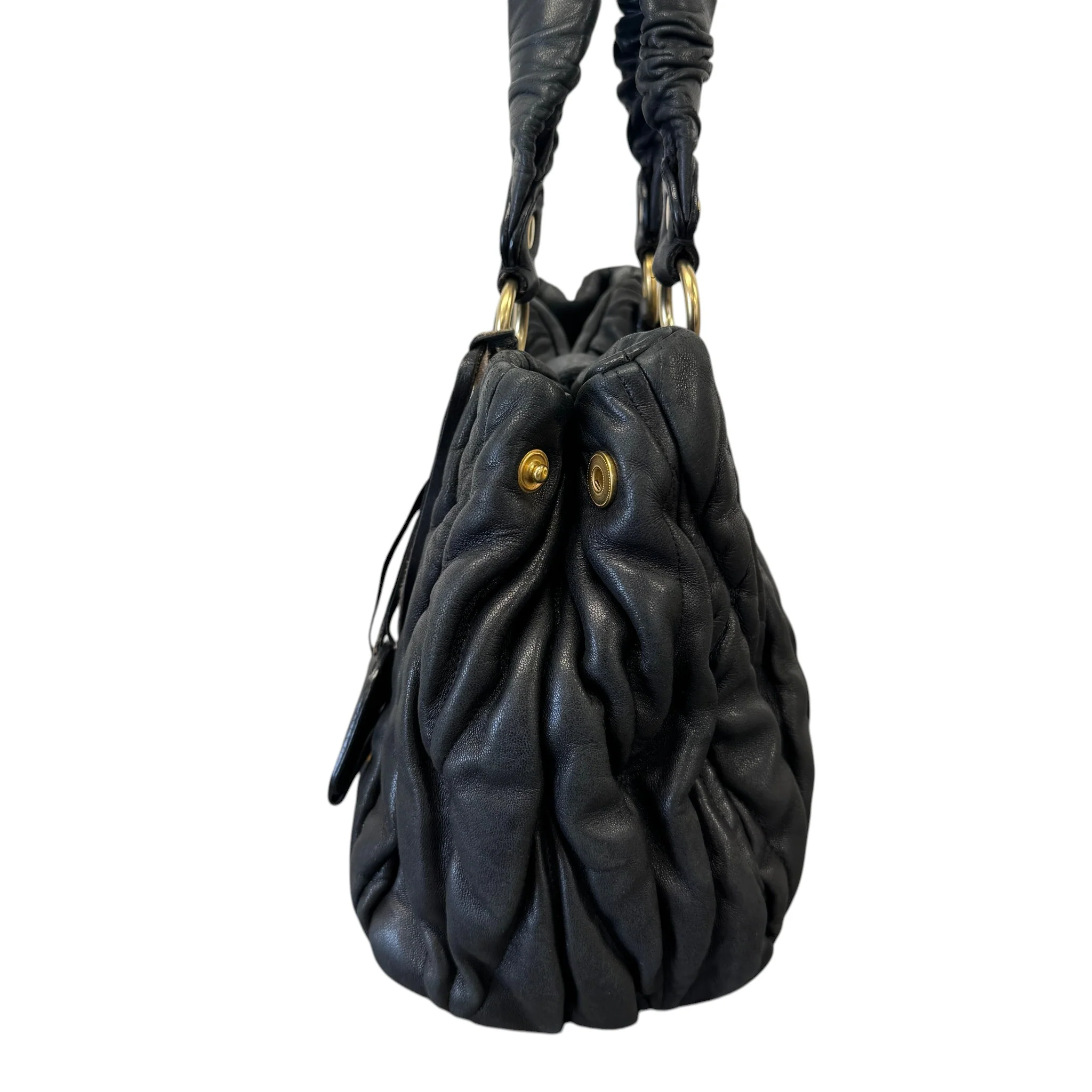 Women's Matelasse Leather 2Way Bag Black - Image 6